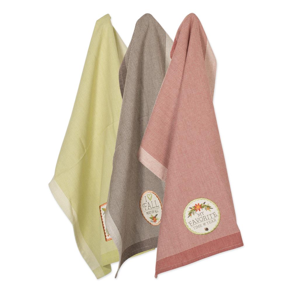 DII CAMZ10693 Assorted Fall In Love Embellished Dishtowel (Set of 3)