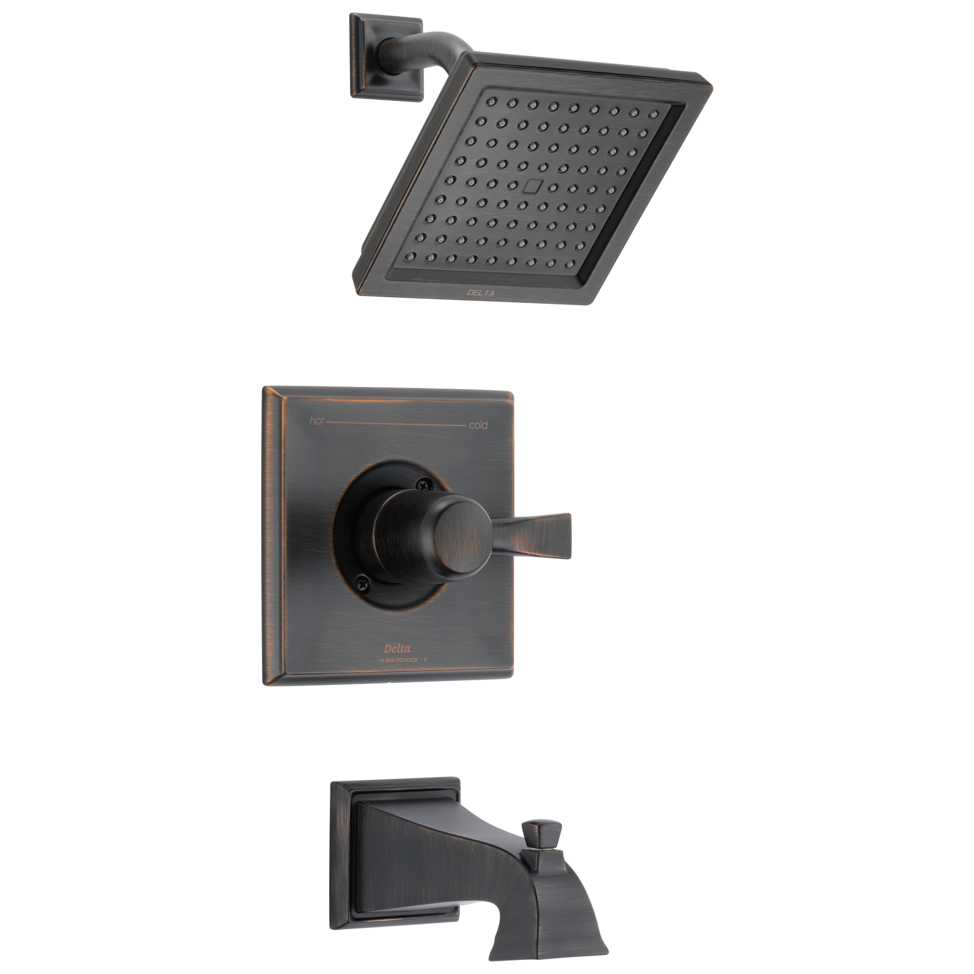 Delta T14451-RB-WE Dryden Venetian Bronze 1-handle Single function 6.5625-Inches Square Bathtub and shower Faucet