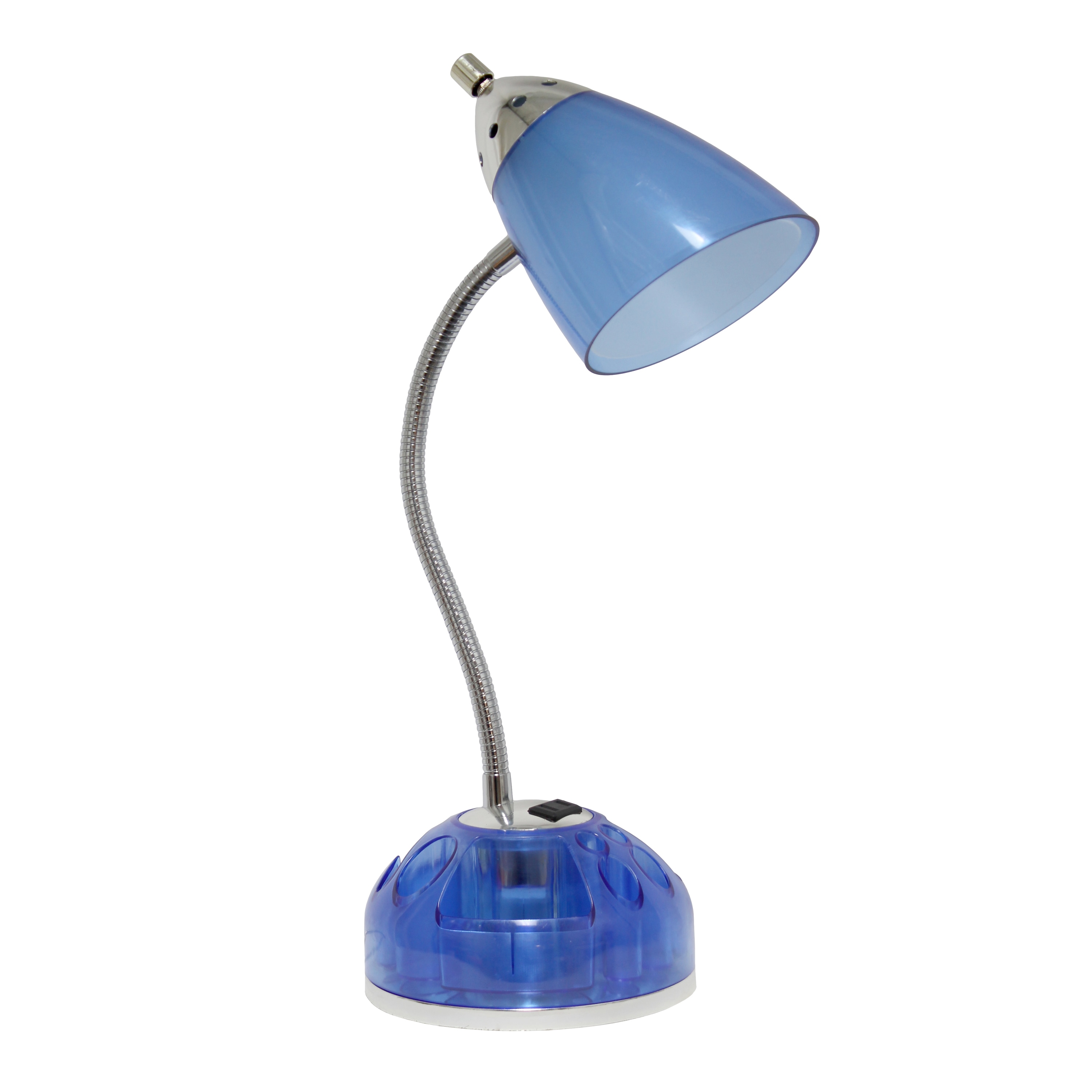 Creekwood Home CWD-1003-CB Sleek Essentials 19.5-in Clear Blue Rotary switch Standard Desk Lamp with Plastic Shade