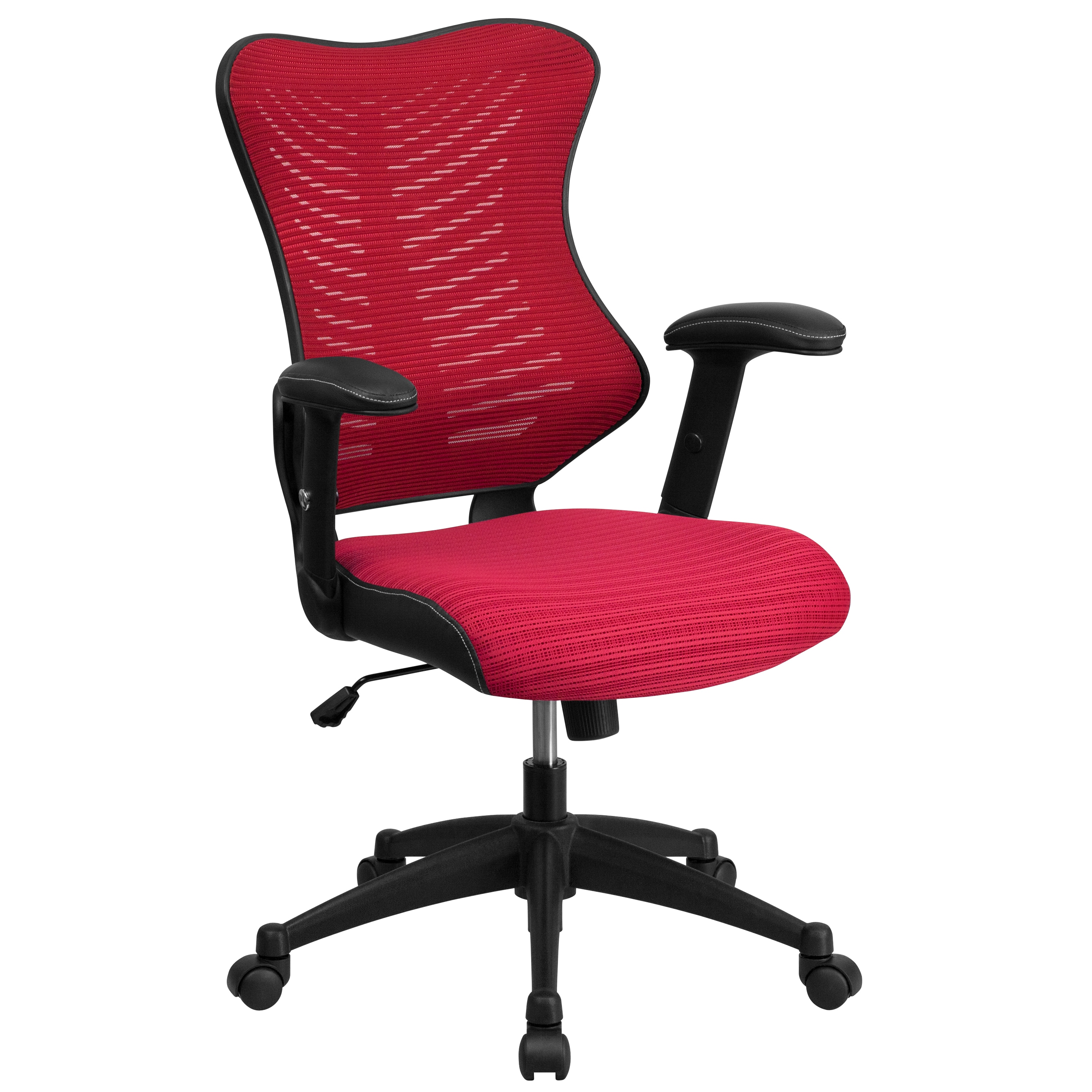Flash Furniture 847254076296 Kale Burgundy Mesh Contemporary Ergonomic Adjustable Height Swivel Mesh Executive Chair