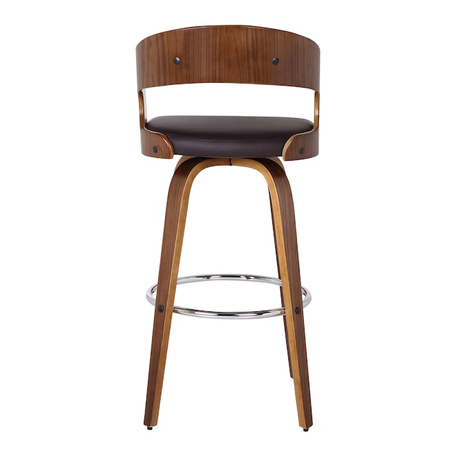 Armen Living Sy Brown 26 In H, Leather Counter Height Swivel Stools With Backs