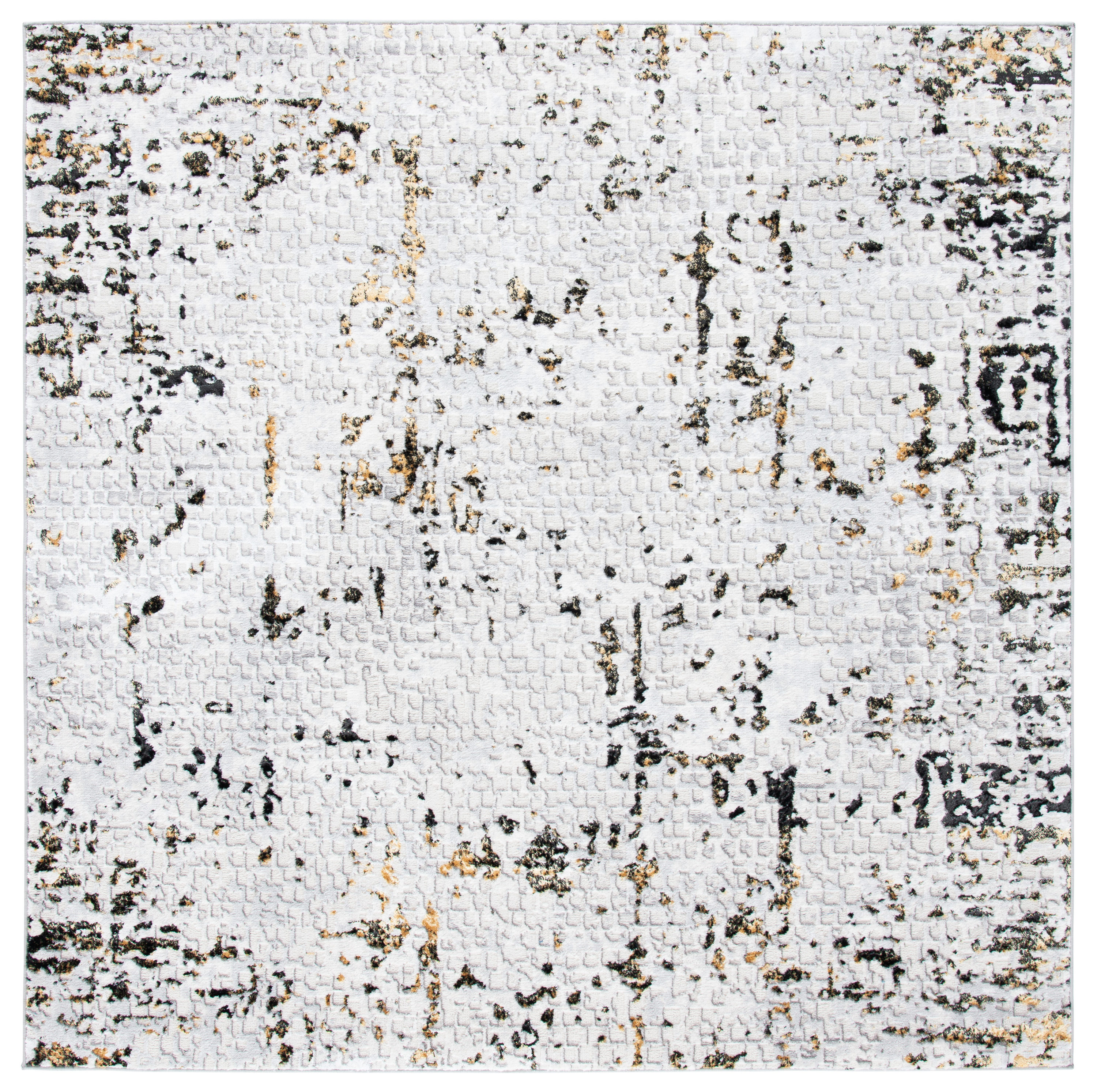 Safavieh ALA254F-7SQ Amelia Genesia 7 x 7 (ft) Loomed Synthetic Gray/Gold Square Indoor Distressed/Overdyed Industrial Area rug