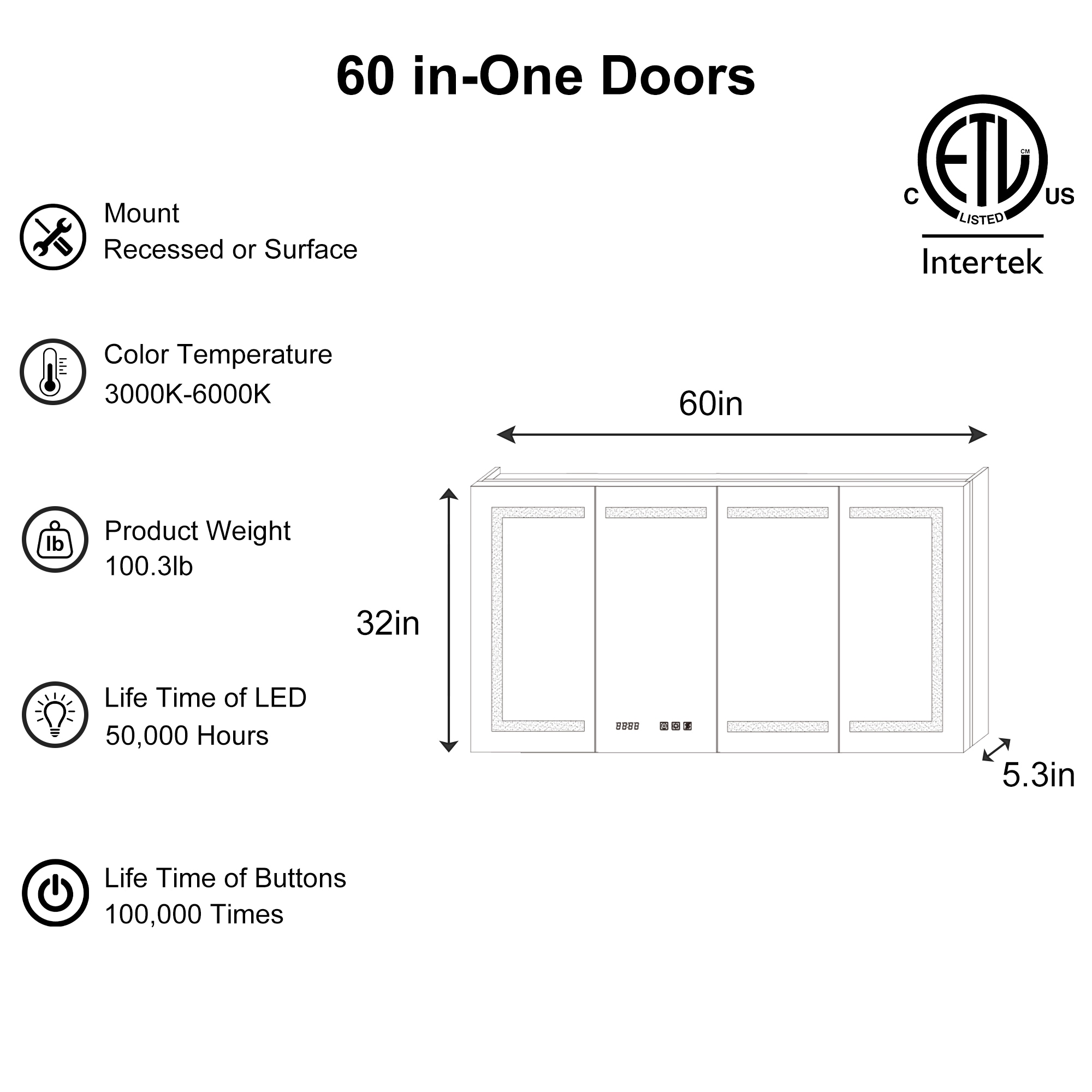 ExBrite 2430V3LV3R1226XD2 Bathroom-Medicine-Cabinets - View #3