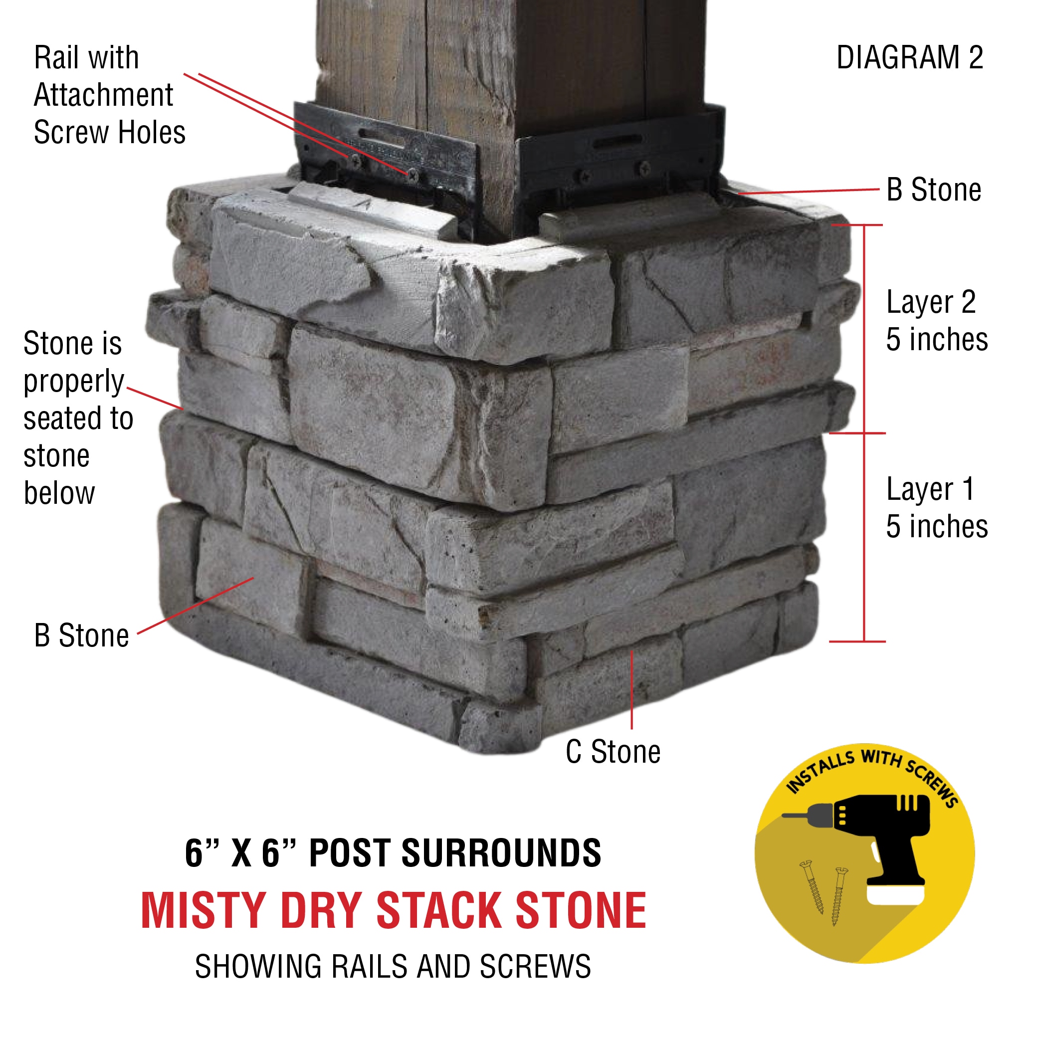M-Rock PYRAMID CAP GREY Stone-Veneer - View #11