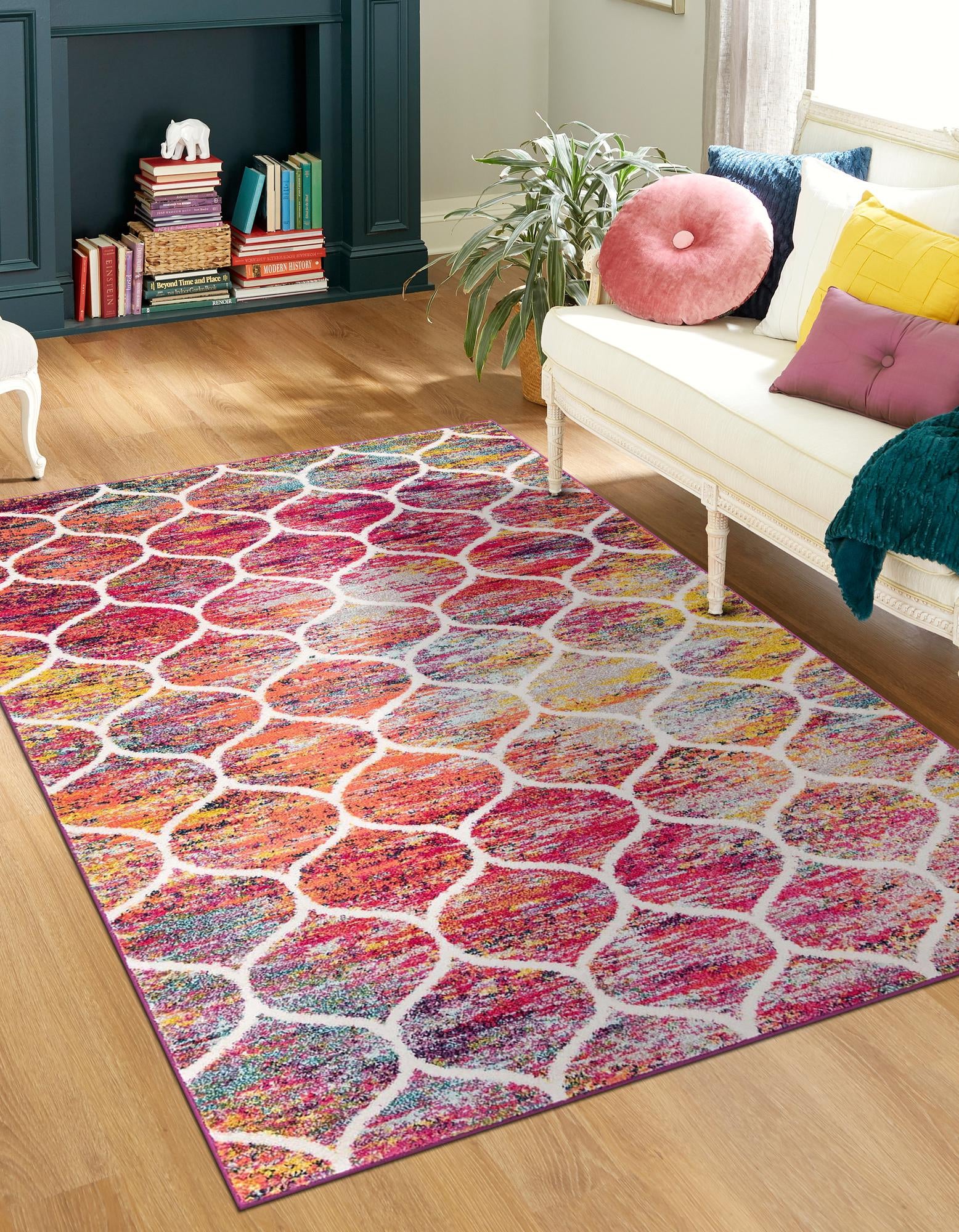 Unique Loom 3151691 Trellis Frieze 6 x 9 (ft) Loomed Polypropylene Multi Rectangular Indoor Trellis Area rug