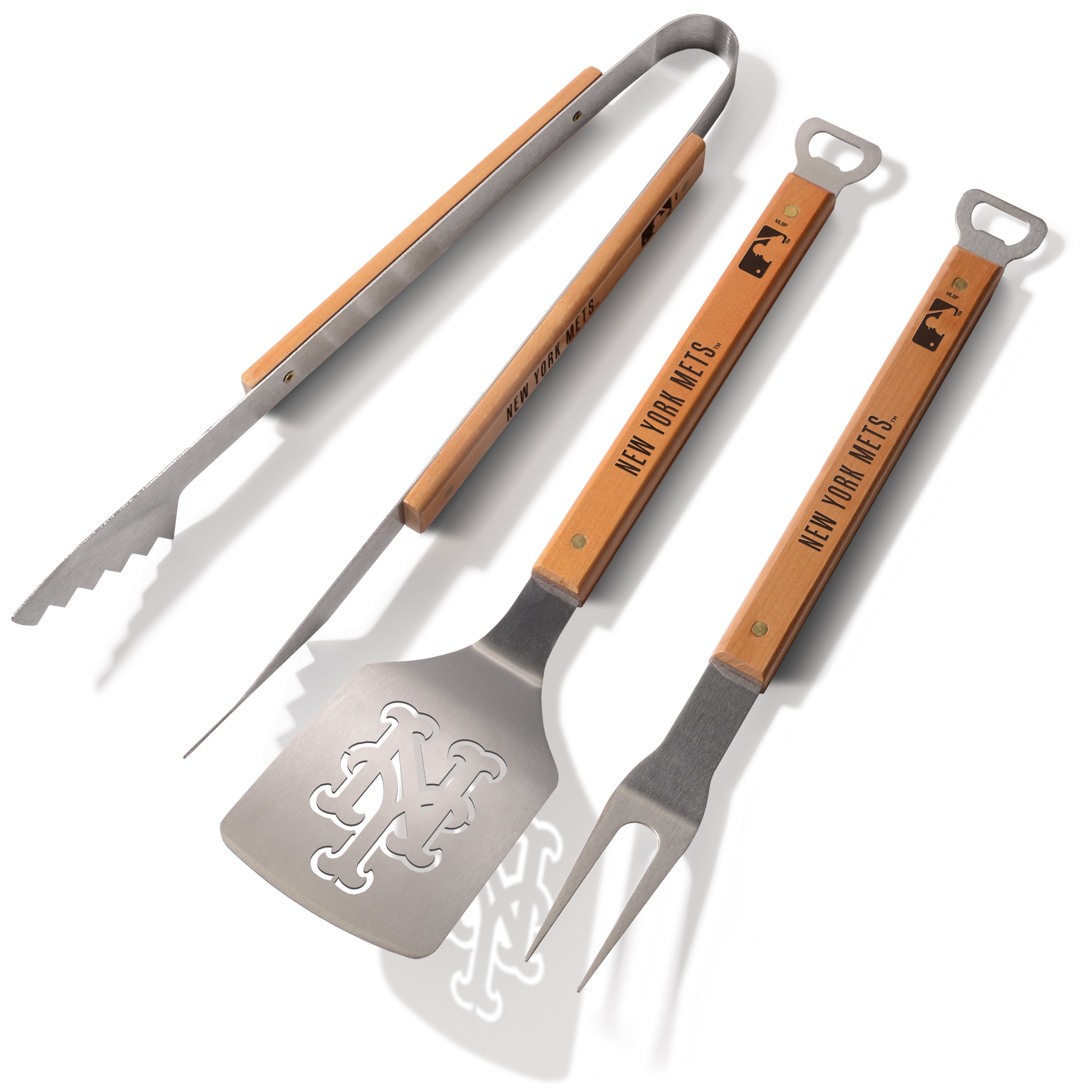 New York Mets Classic Series 3-Piece BBQ Set 3-Pack Stainless Steel Tool Set | - Sportula 7011820
