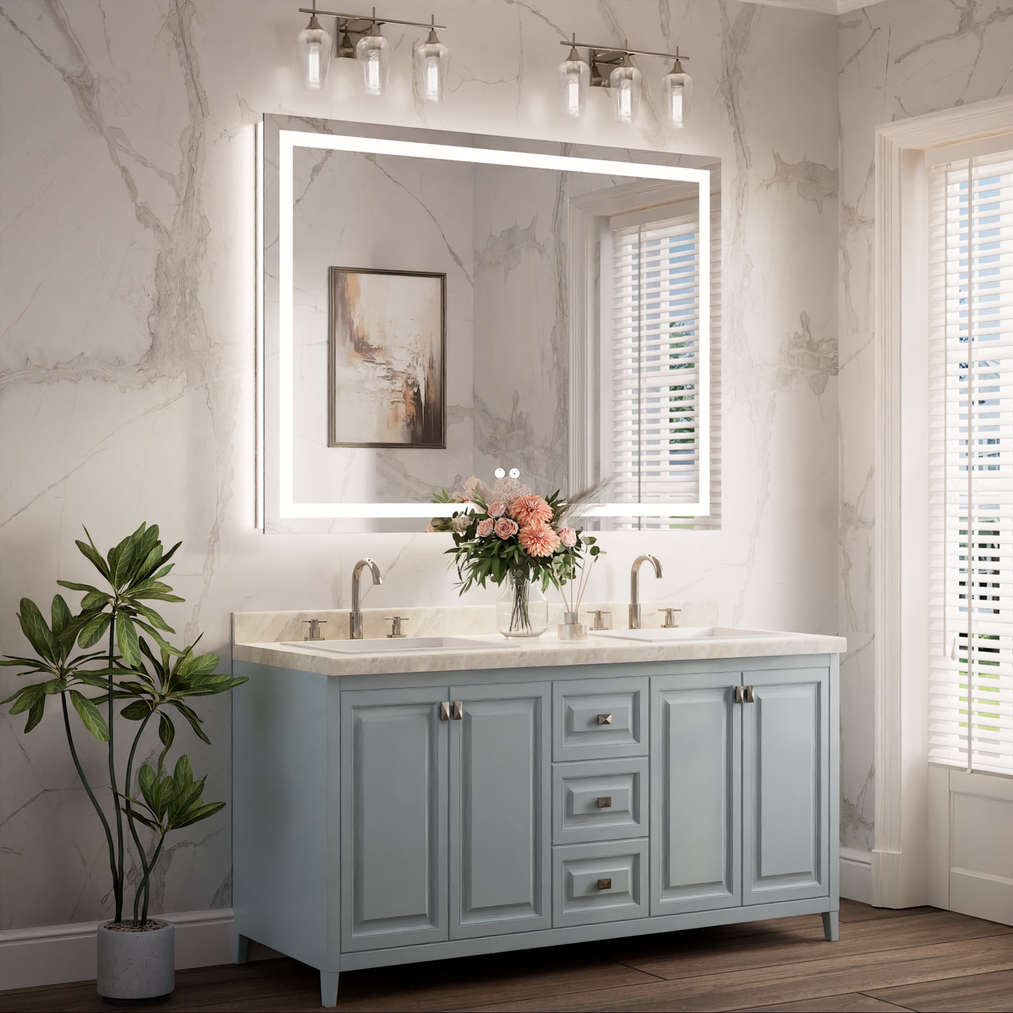 Keonjinn LW-ZBGFXFJ-12191F Framed-Bath-Mirrors - View #2
