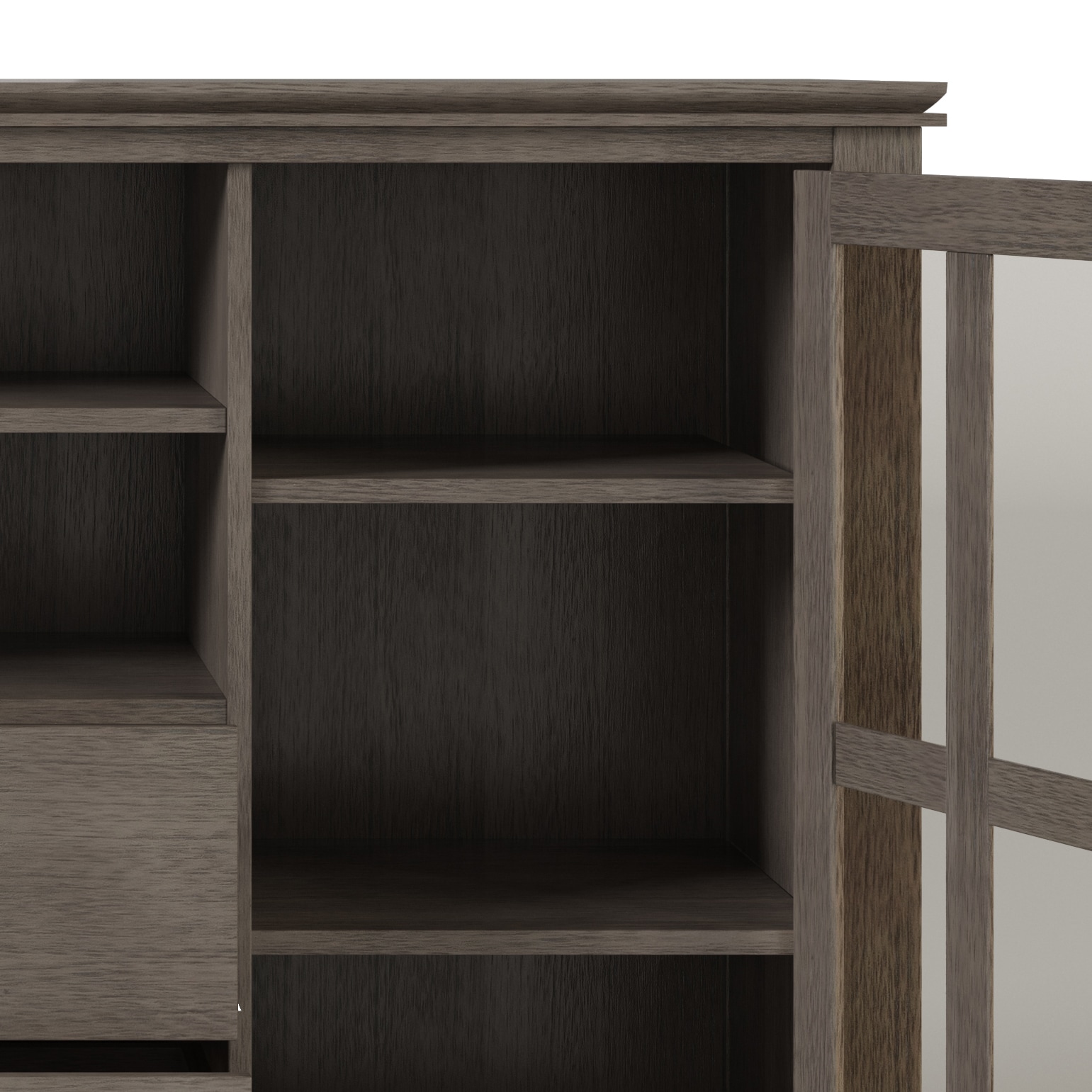 Farmhouse Grey Tall TV Media Stand with Tempered Glass Top