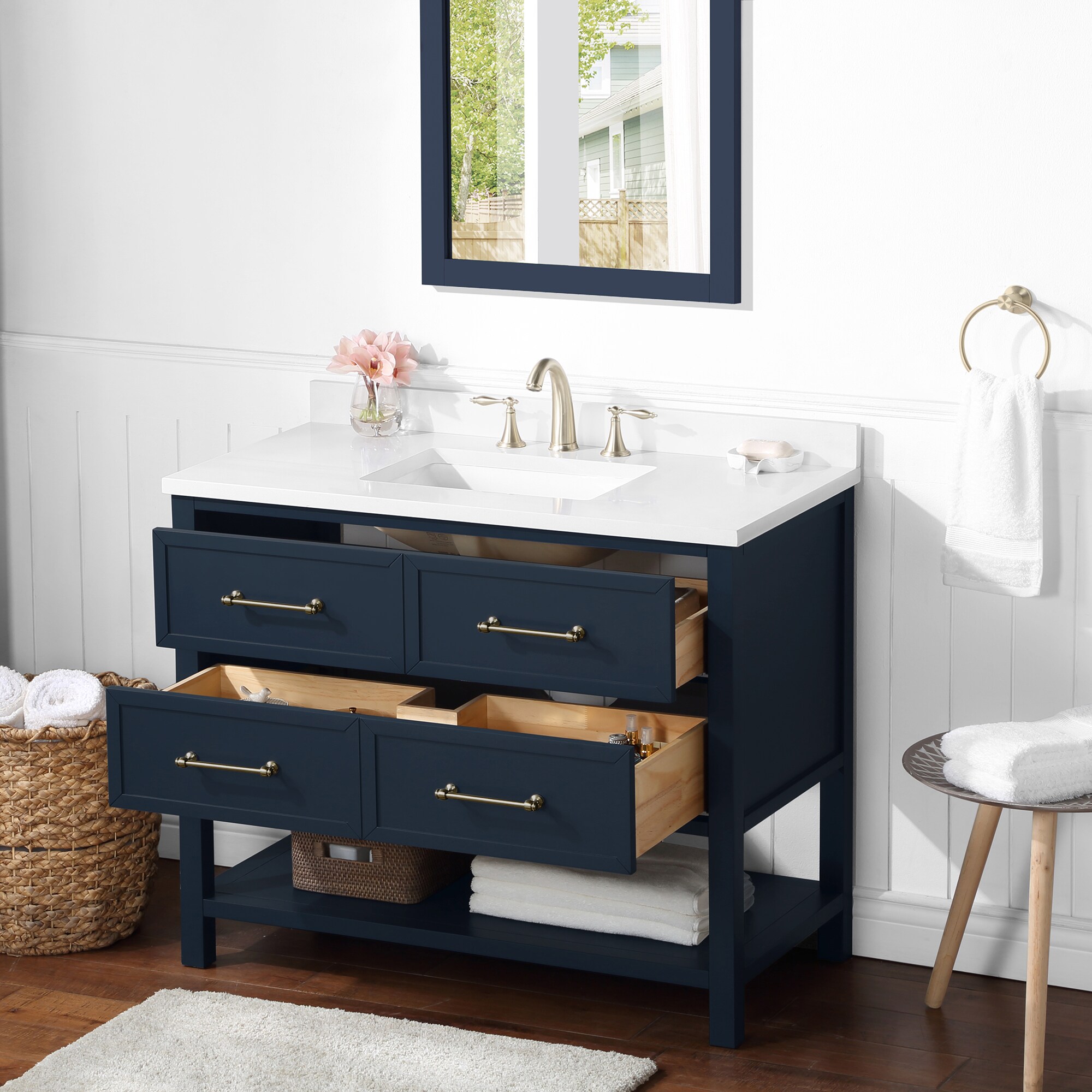 allen + roth Windsor 42-in Midnight Blue Undermount Single Sink ...