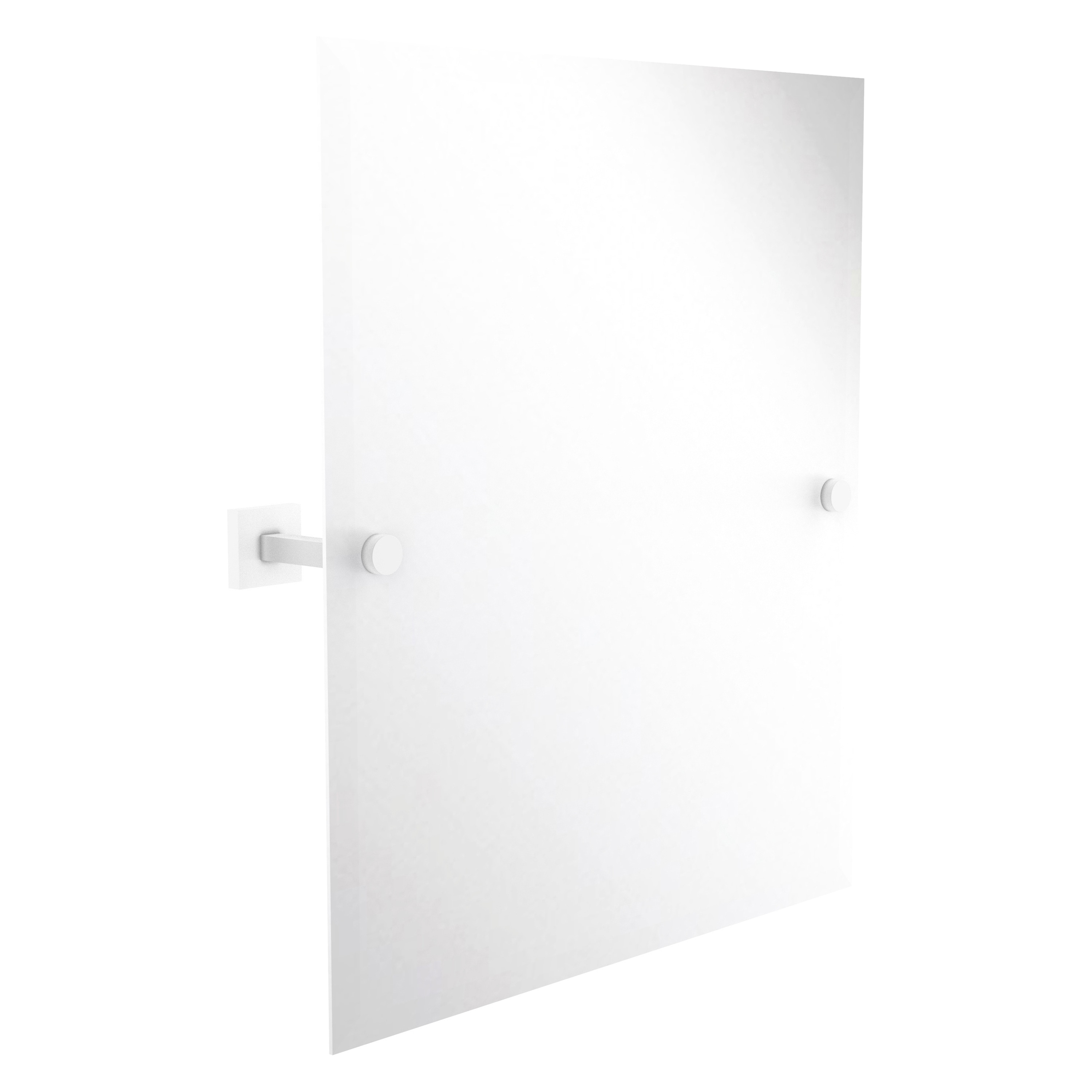 Allied Brass MT-92-WHM Montero 3.7-Inches x 25-Inches Beveled Frameless Rectangle Tilting Bathroom Vanity Mirror ( Matte White )
