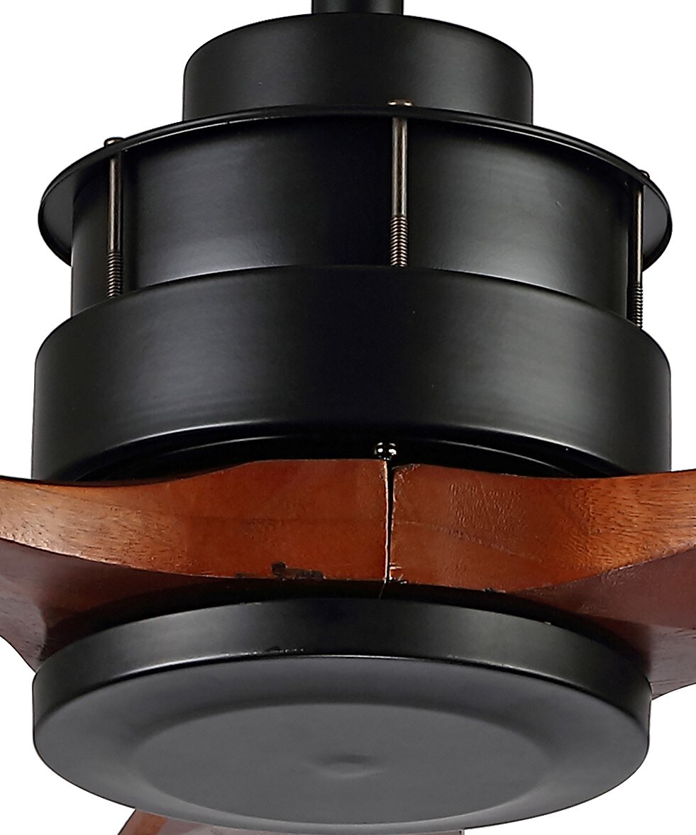 Farla 52-Inch Black and Dark Cherry Wood Ceiling Fan with Remote