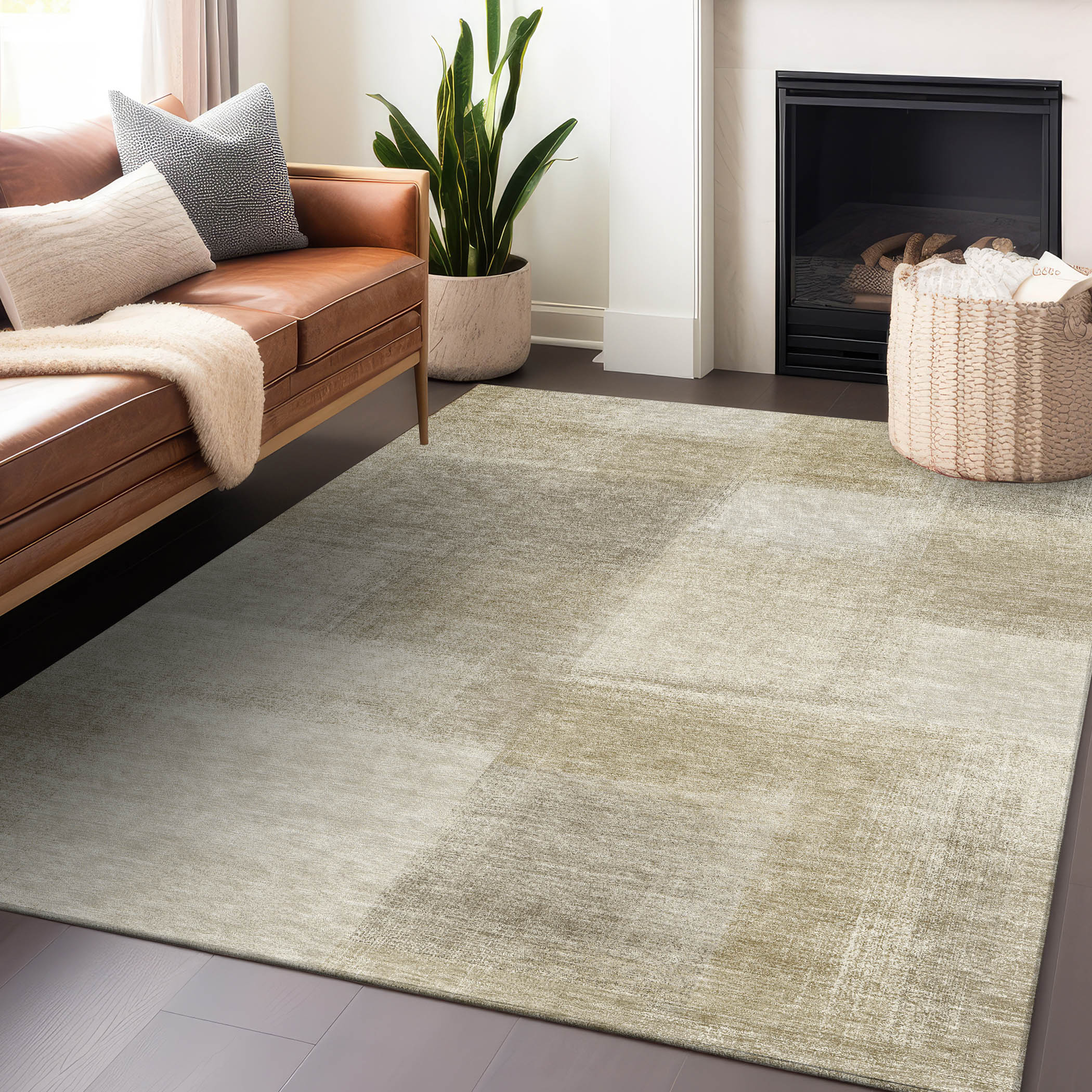 Addison Rugs ACN1290TP3X5 Chantille ACN1290TP 3 x 5 (ft) Polyester Taupe Rectangular Indoor/Outdoor Geometric Machine washable Area rug