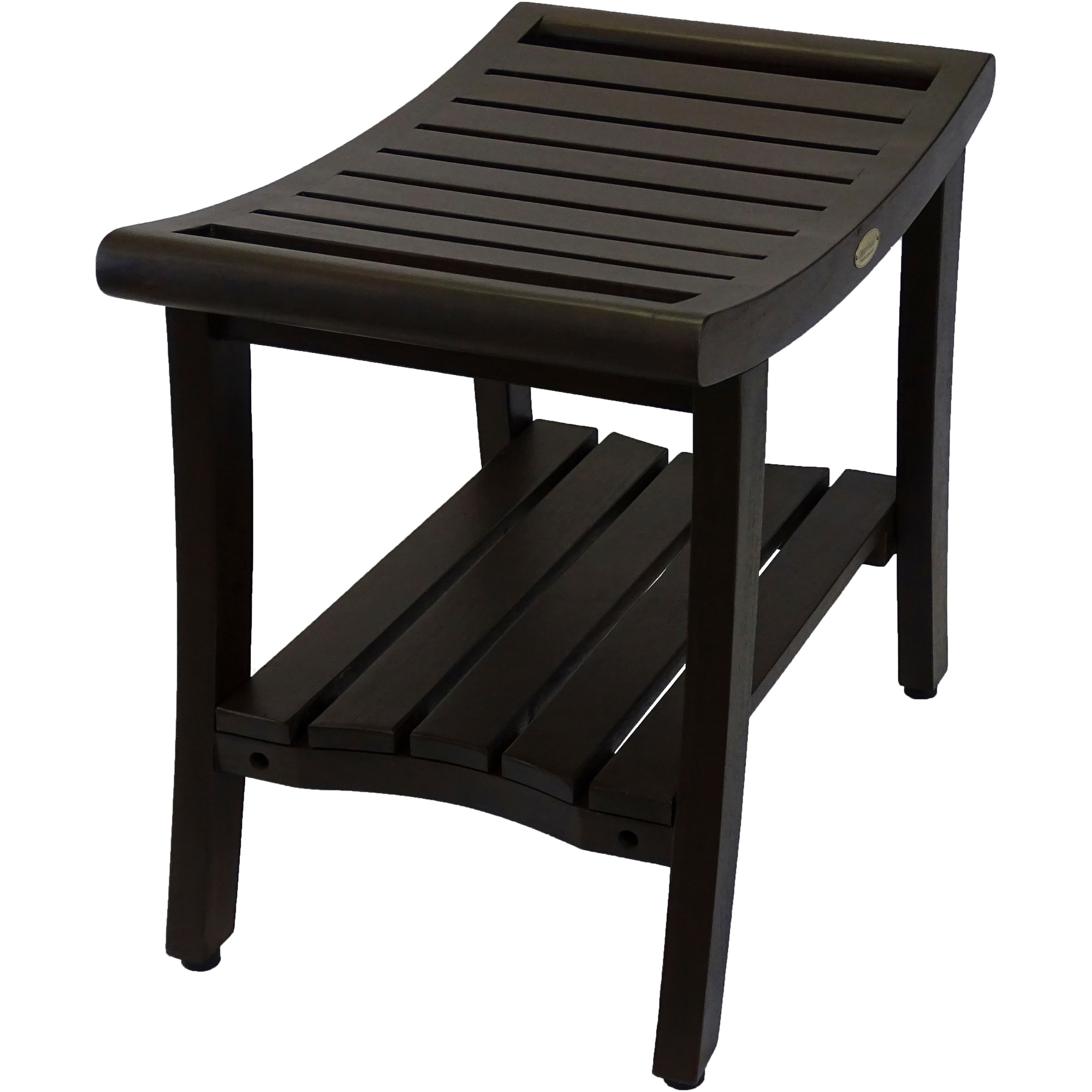 Elegant Harmony 24" Wide Teak Wood Safety Shower Bench with Shelf