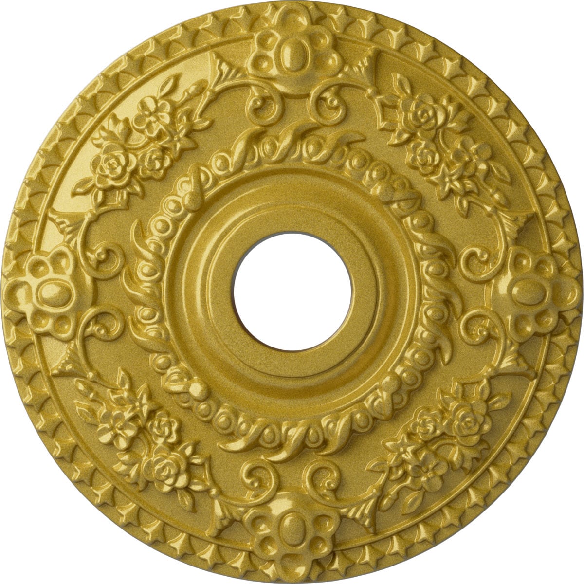 Ekena Millwork CM18RORGS Rose 18-in W x 18-in L Painted Rich Gold Polyurethane Whole Ceiling Medallion