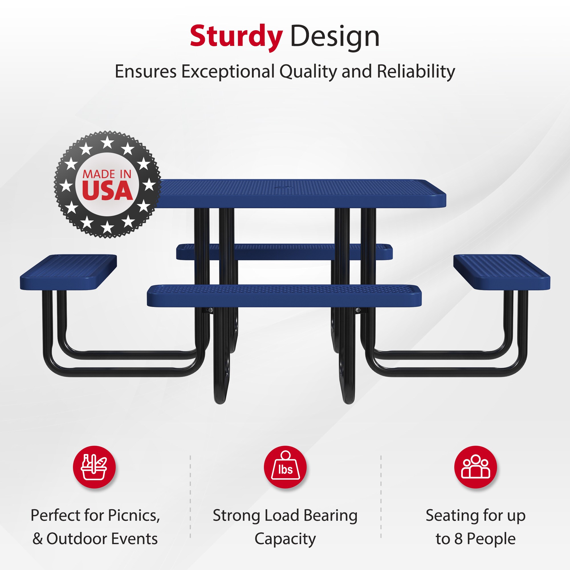 LeisureCraft T46SQP-NAVY Picnic-Tables - View #3