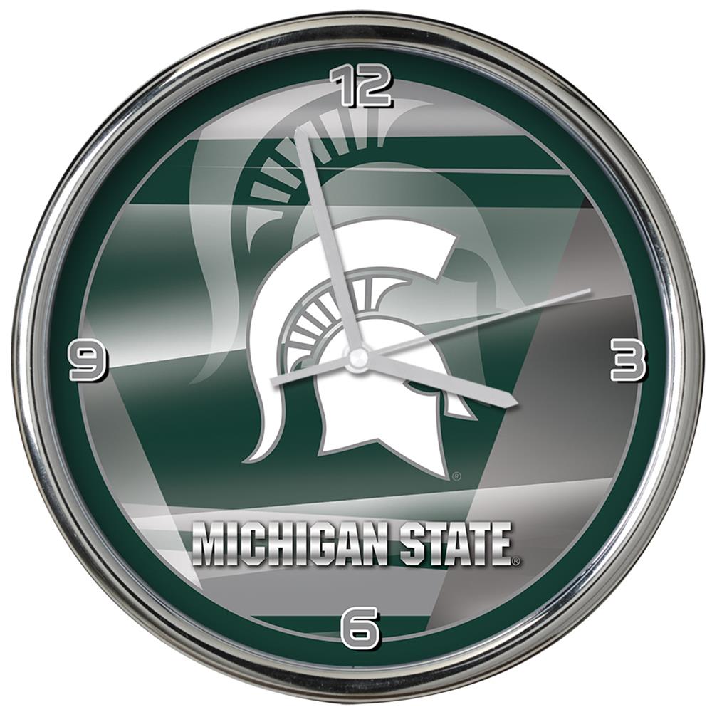Memory Company Michigan State Spartans 12in Art Glass Clock 