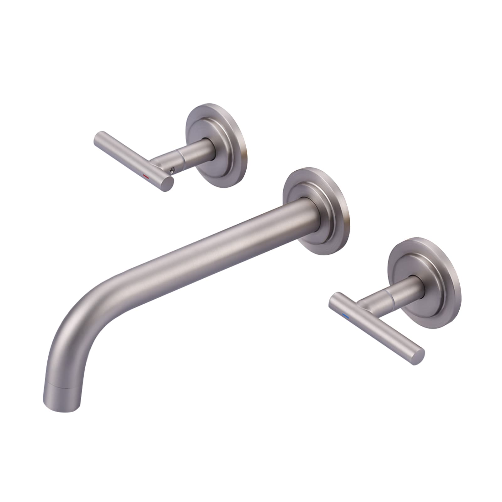 WOWOW 2326800 Brushed Nickel Wall-mount 2-handle Swivel Commercial/Residential Handle Bathroom Sink Faucet