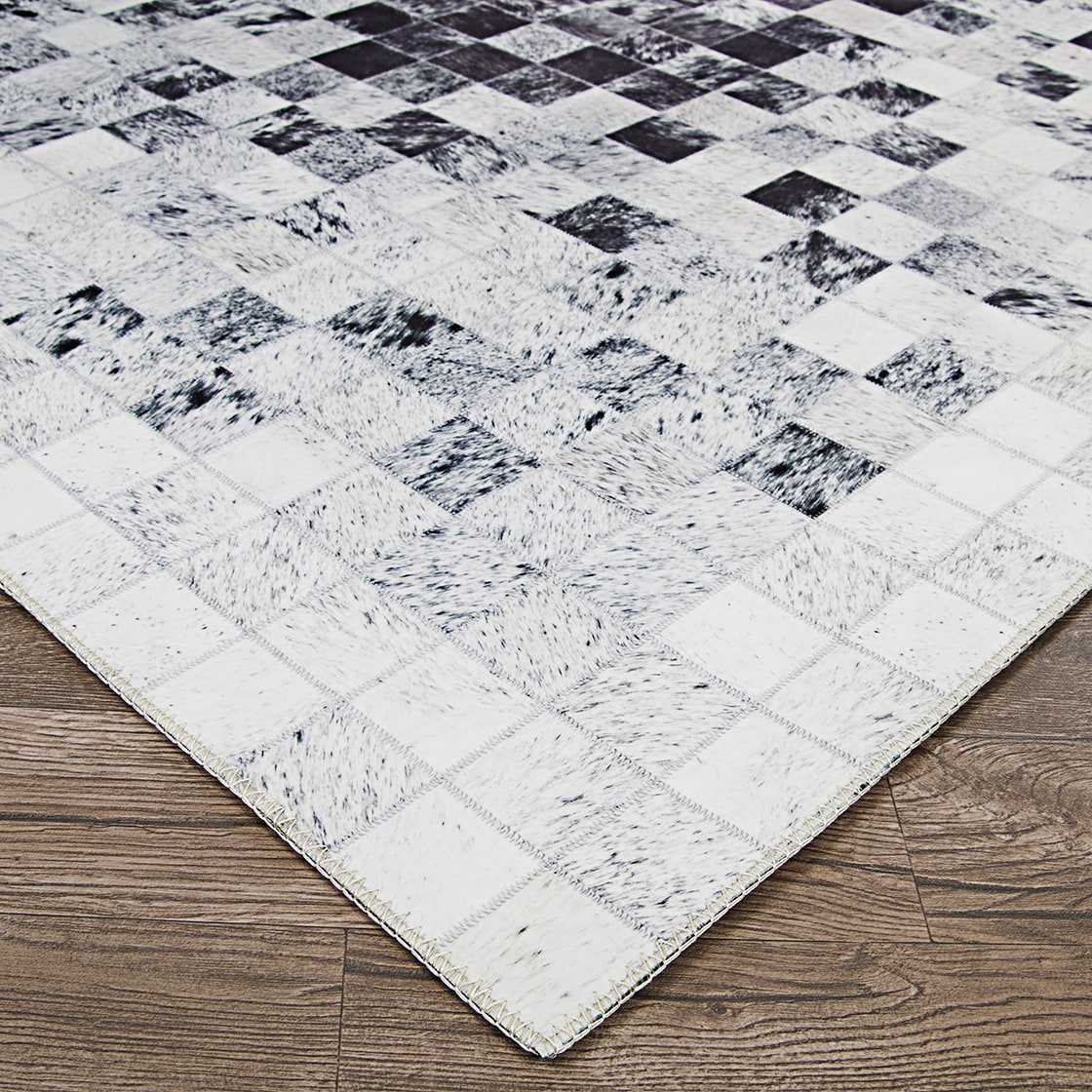 Coal Gray Geometric Faux Cowhide Area Rug 3'9" x 5'5"