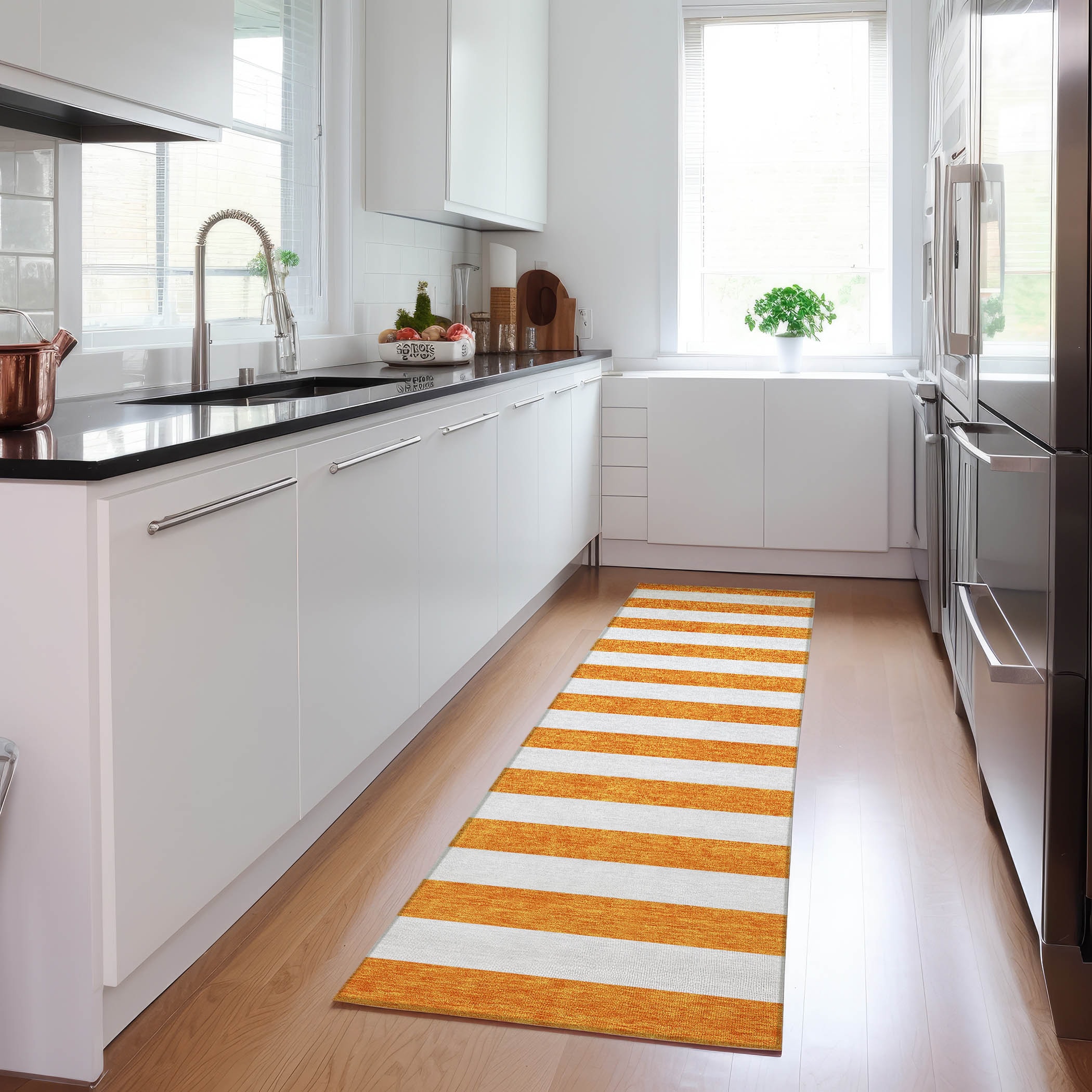 Addison Rugs ACN528OR2X8 Chantille ACN528OR 2 x 7 (ft) Polyester Orange Rectangular Indoor/Outdoor Stripe Machine washable Area rug