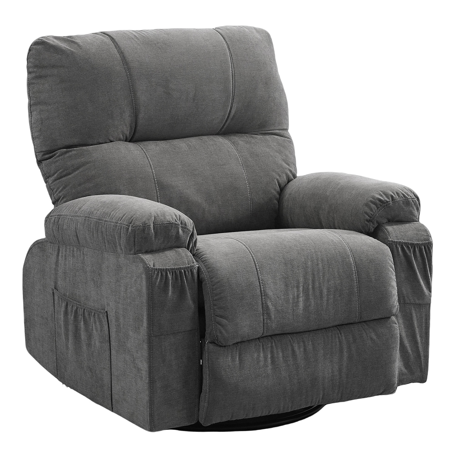GZMR GZ-W42079 360 Degree Rotating Swing Single Recliner Gray Linen Upholstered Swivel Recliner