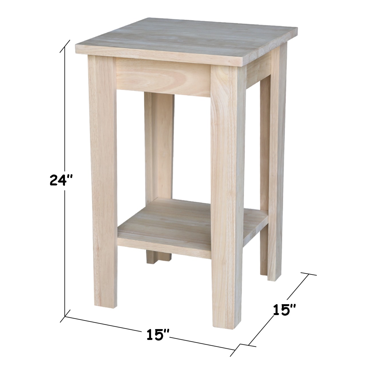 International Concepts 24-in H x 15-in W Unfinished Indoor Square Wood ...