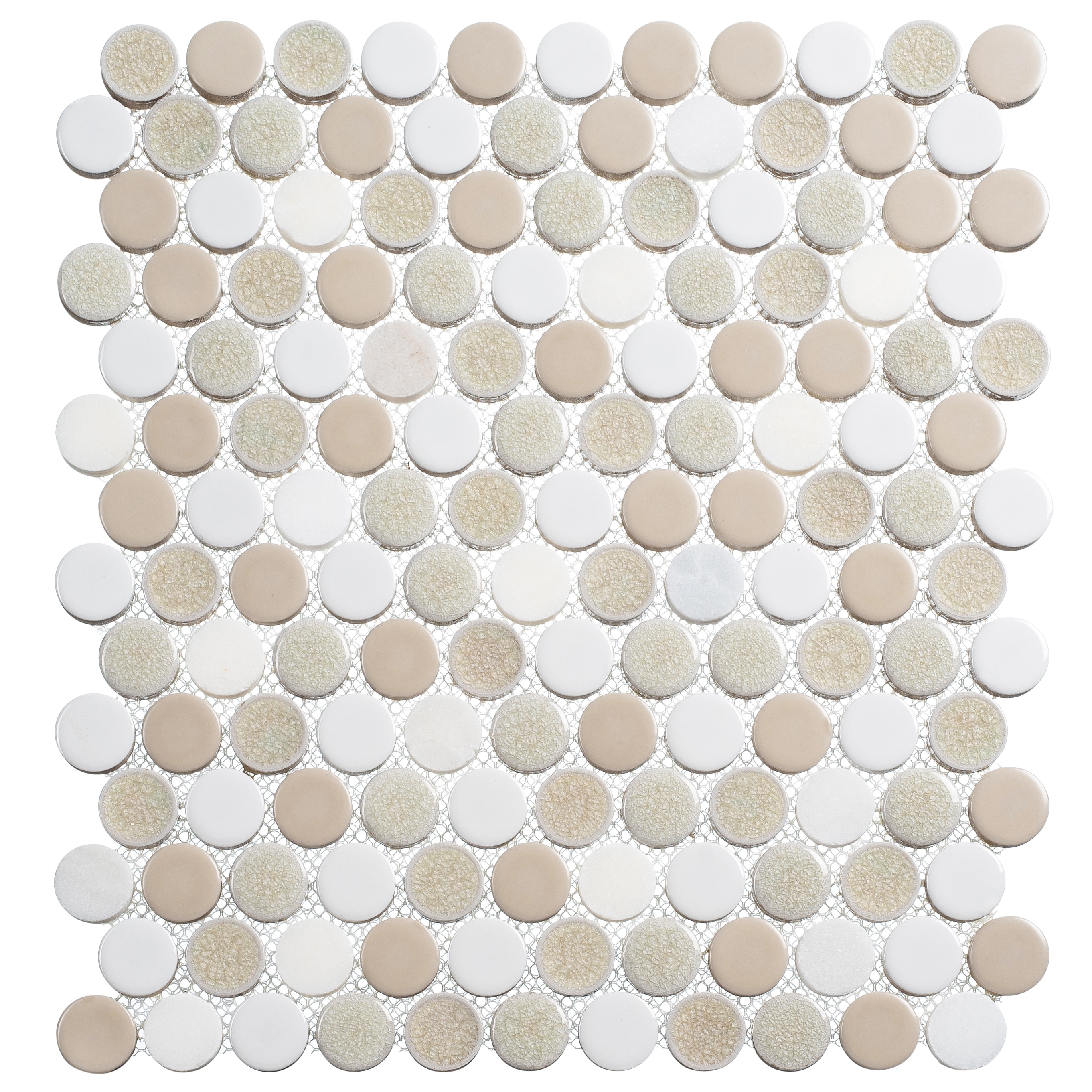 Andova Tiles SAM-ANDPOL216 Sample- Vintage 6-in x 6-in Polished Ceramic Patterned Penny Floor and Wall Tile