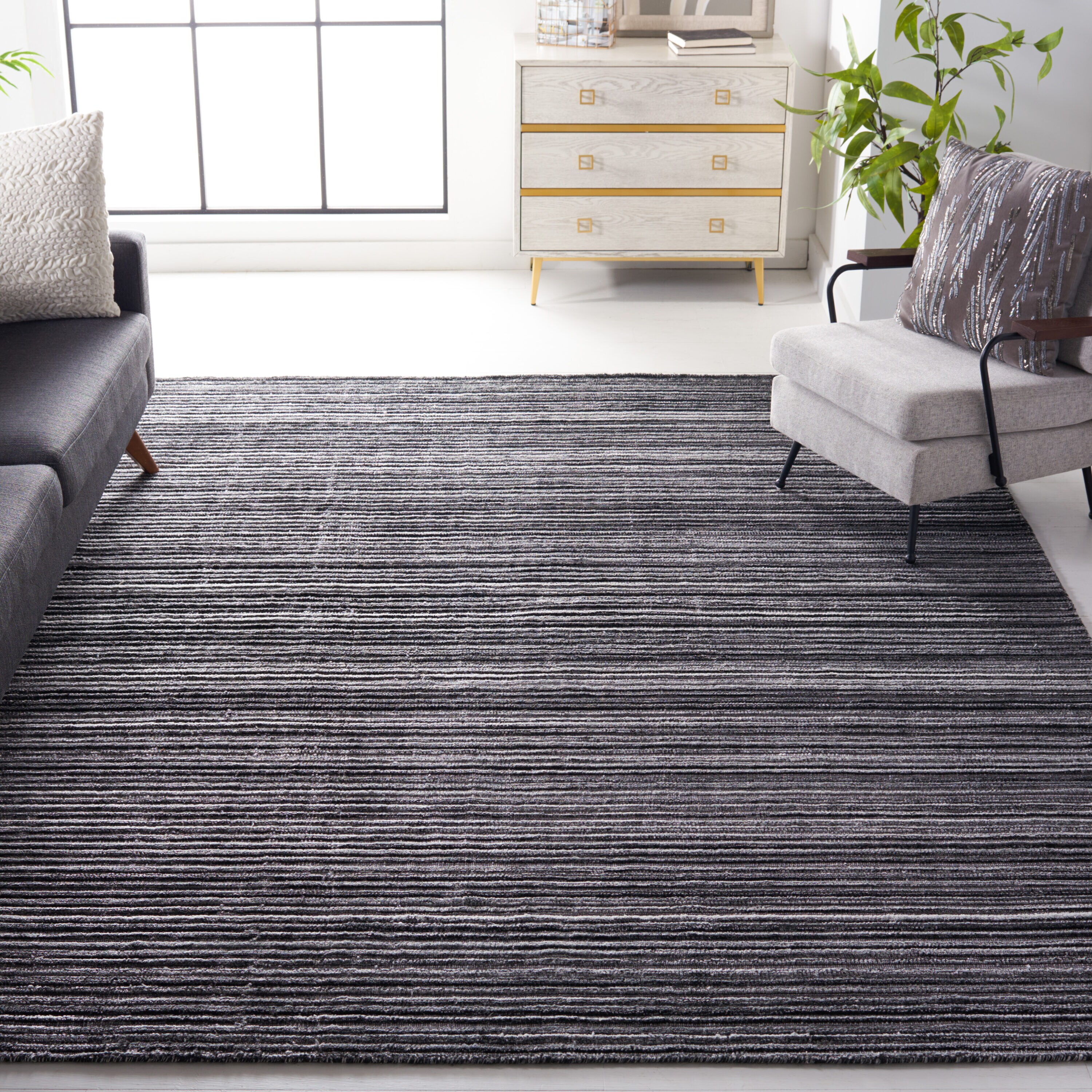  Elements 701 Black/Gray Contemporary 8ft x 10ft Large Rectangle Rug