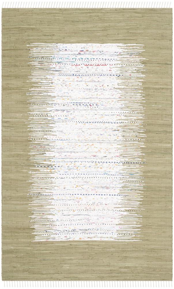 Safavieh MTK711K-5 Montauk Keeling 5 x 8 (ft) Cotton Ivory/Olive Rectangular Indoor Border Coastal Area rug