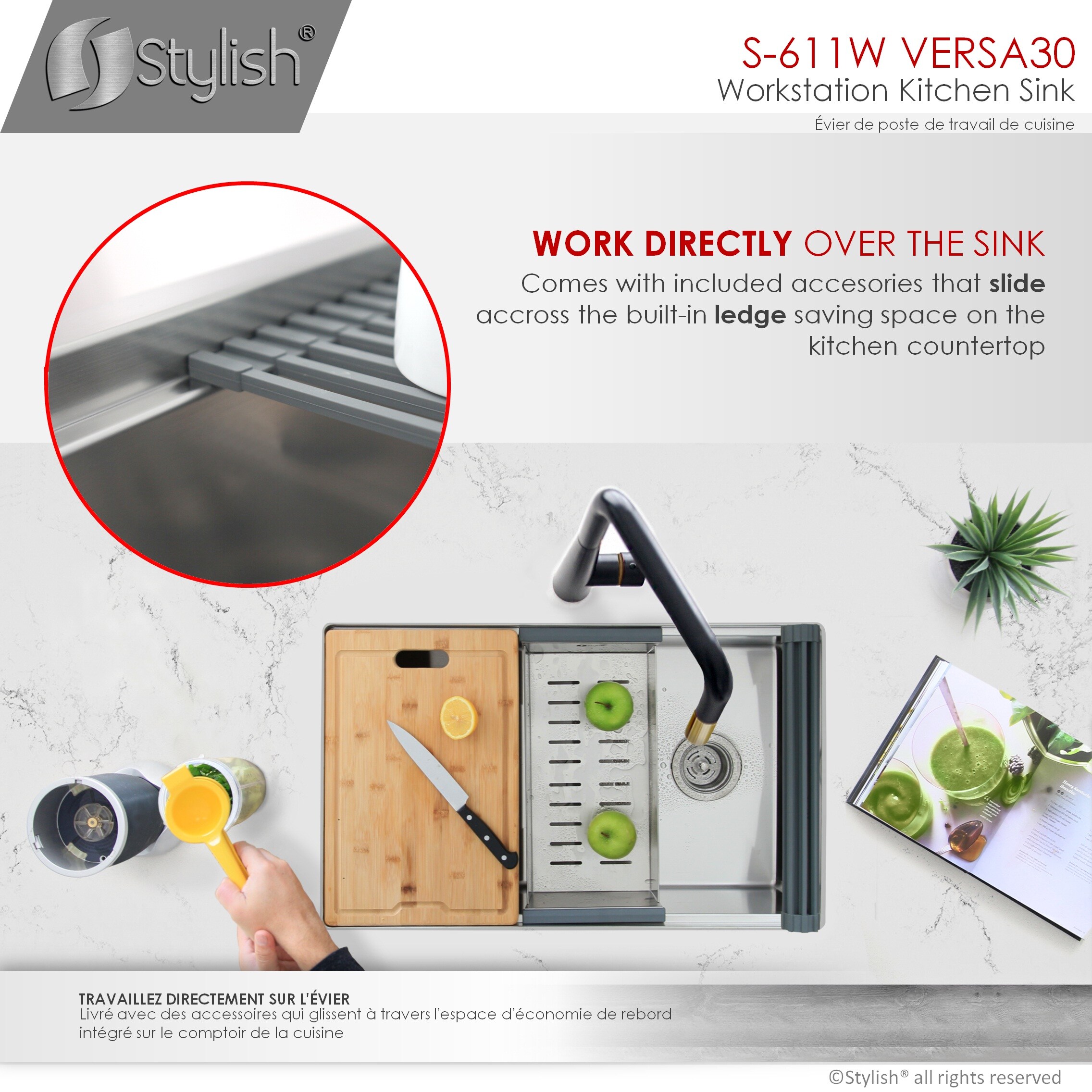 Stylish S-611W1 Kitchen-Sinks - View #12