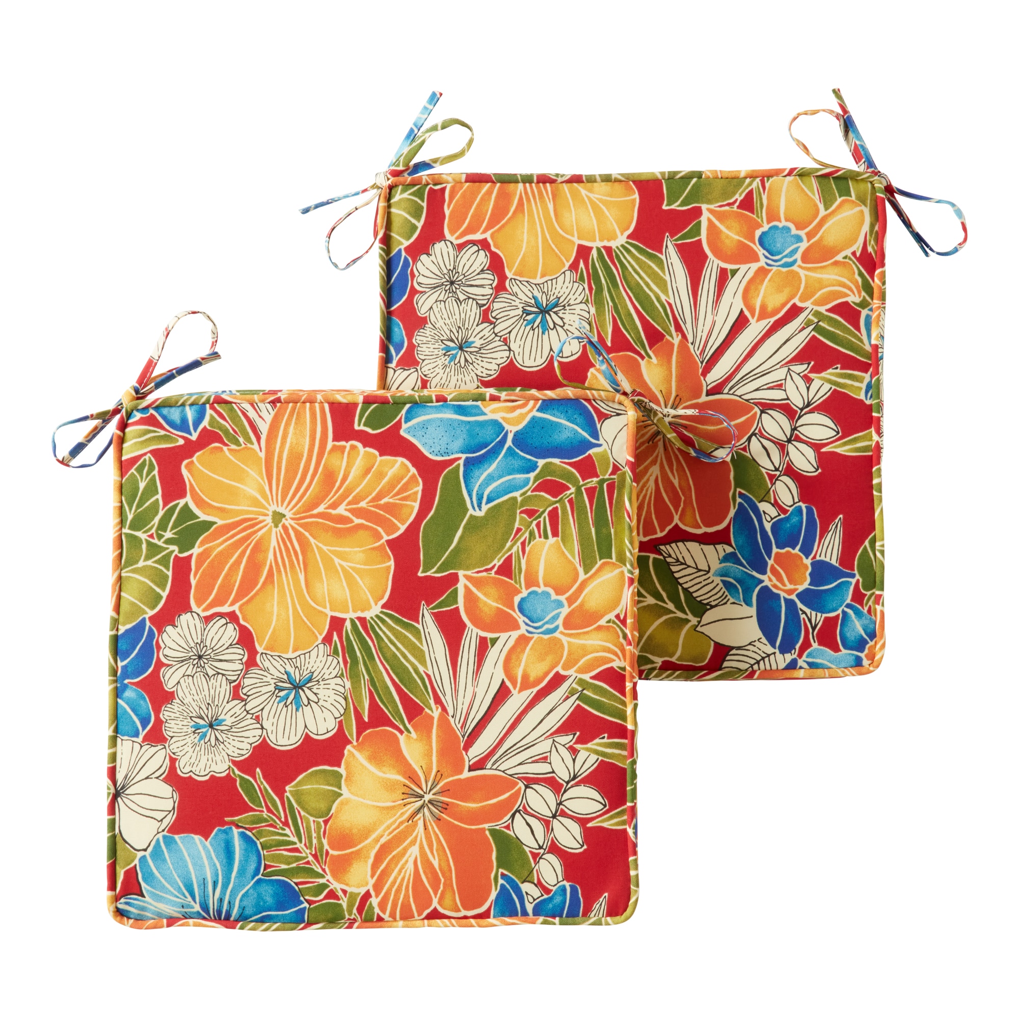 Greendale Home Fashions OP1100S2-ALOHA-RED Square Outdoor 18-in x 18-in 2 -Piece Aloha Red Patio chair cushion