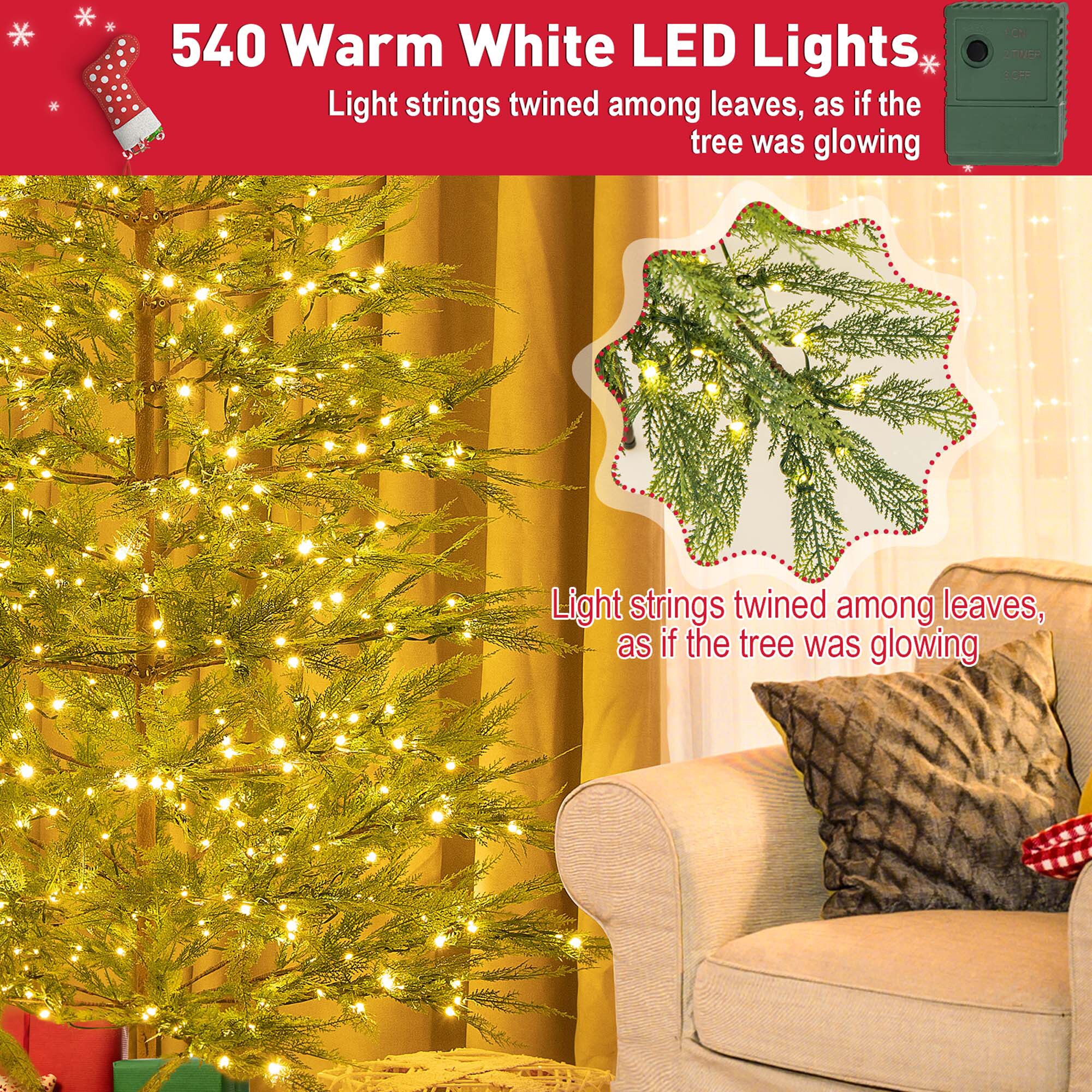 Costway LWS00785 Artificial-Christmas-Trees - View #4
