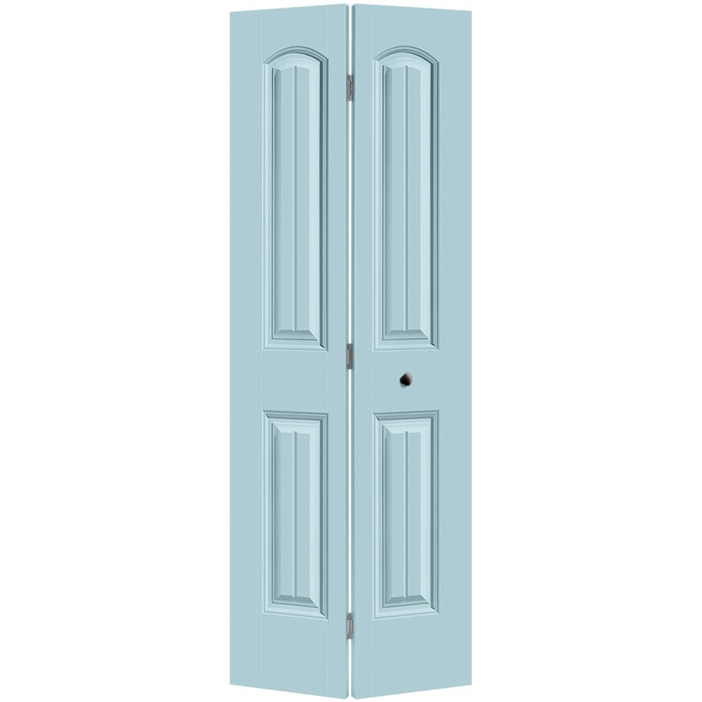 Masonite 1443504 Cheyenne 30-in x 80-in Sea Mist 2-panel round top plank Smooth Hollow core Prefinished Molded composite Closet Bifold Door ( Hardware Included )