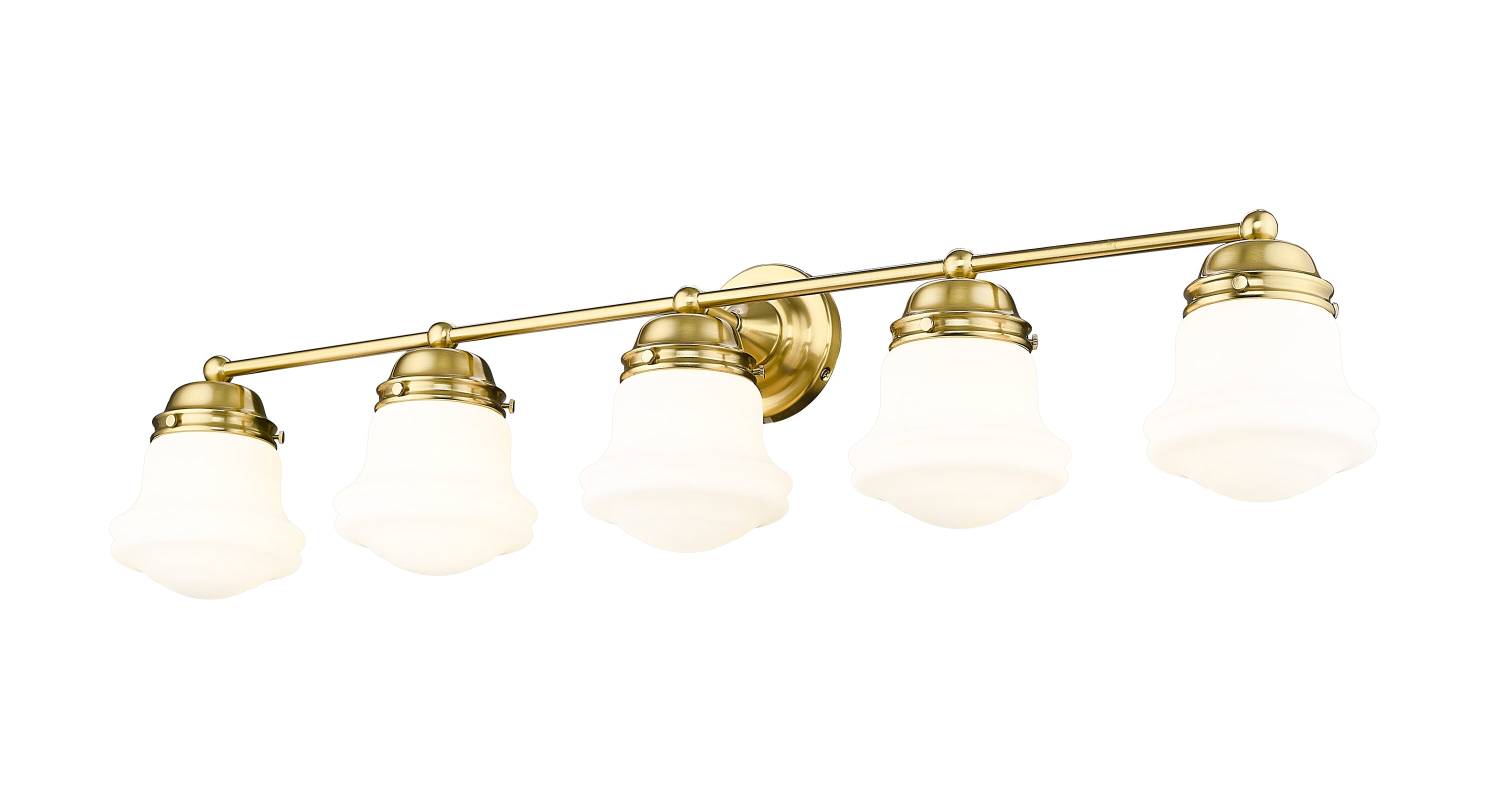 Luxe Gold 5-Light Vanity with Matte Opal Glass
