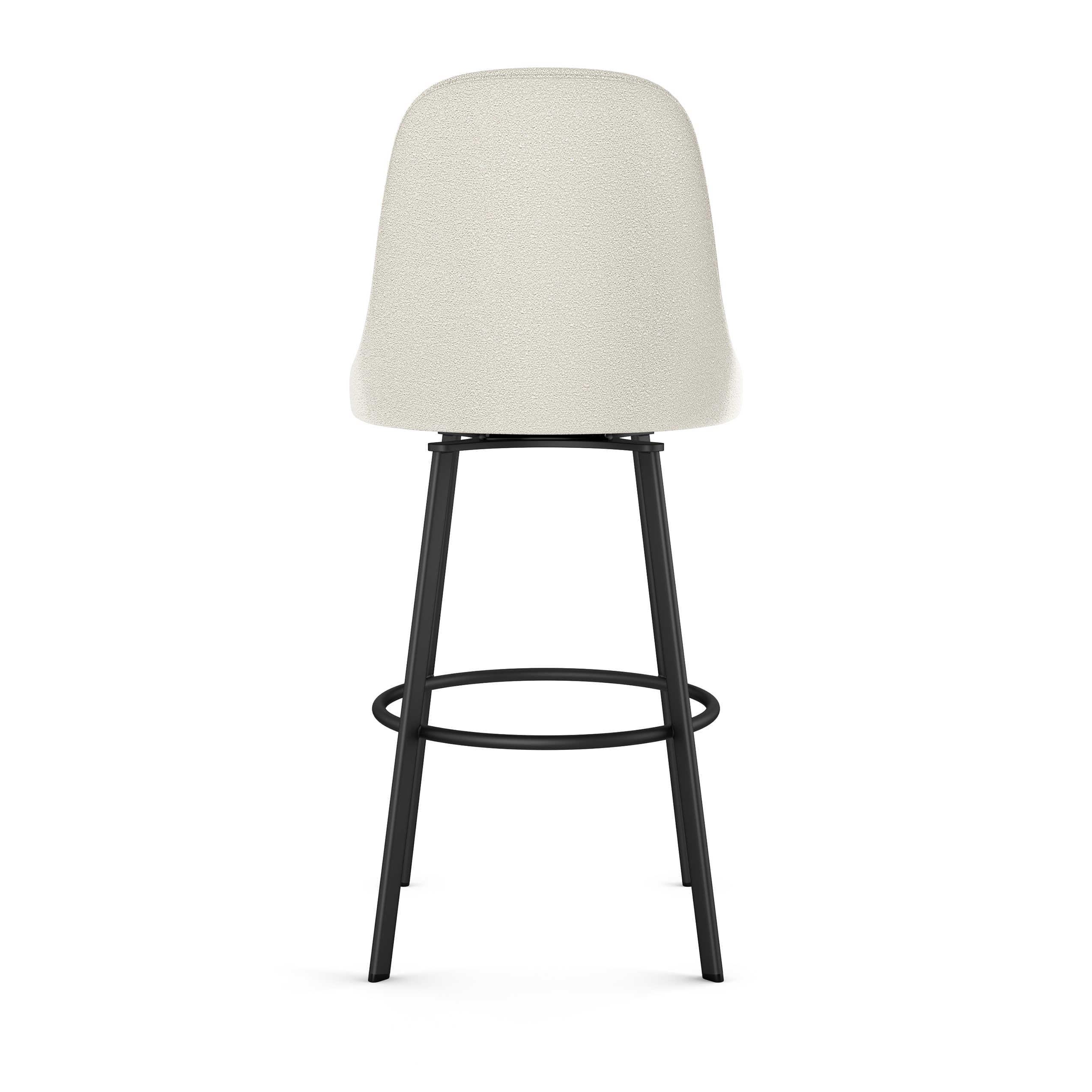 Harper 30" Cream Bouclé Polyester Swivel Bar Stool with Black Metal Base