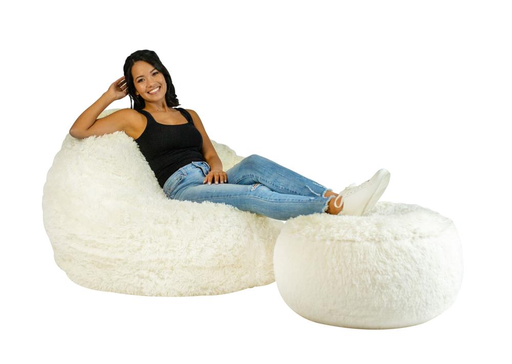 Poolcandy Aircandy Mongolian Faux Fur Inflatable Ottoman In The 