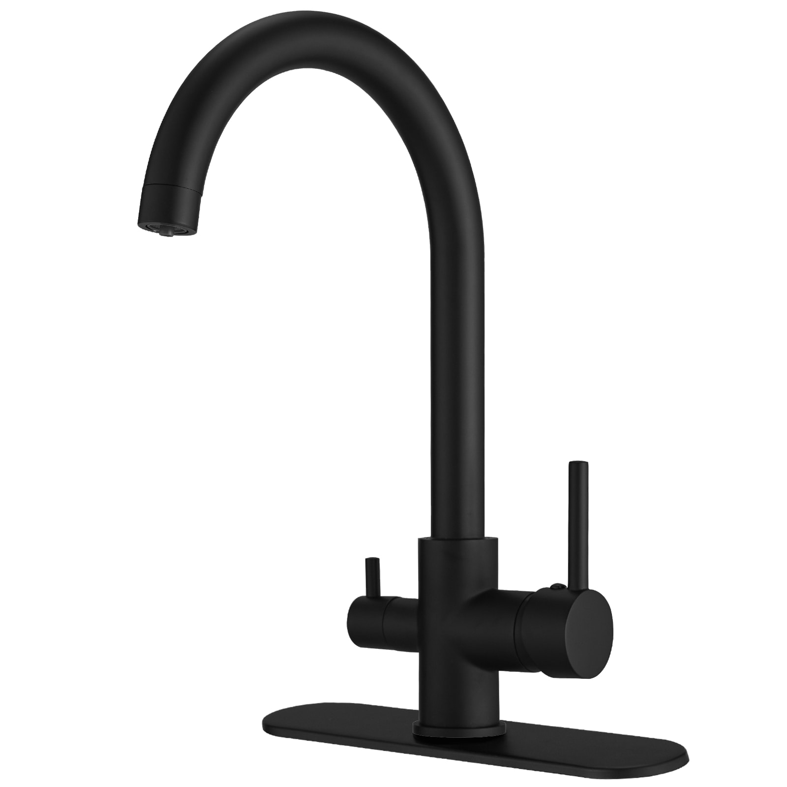 BWE A-94036-B Matte Black Single Handle Deck-mount Kitchen Faucet ( Deck Plate Included )