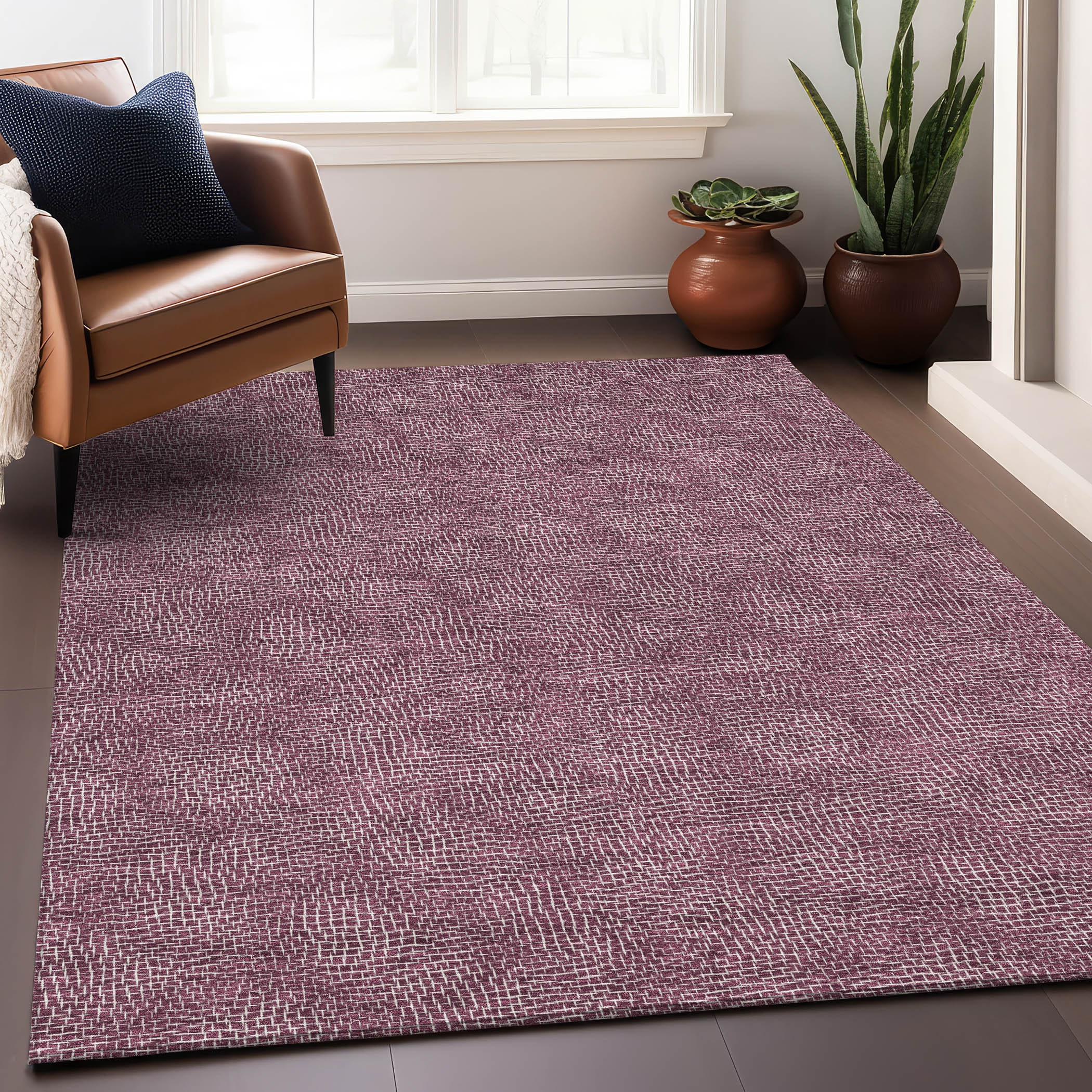 Addison Rugs ACN1057EG30X46 Chantille ACN1057EG 2 x 3 (ft) Polyester Eggplant Rectangular Indoor/Outdoor Geometric Machine washable Area rug