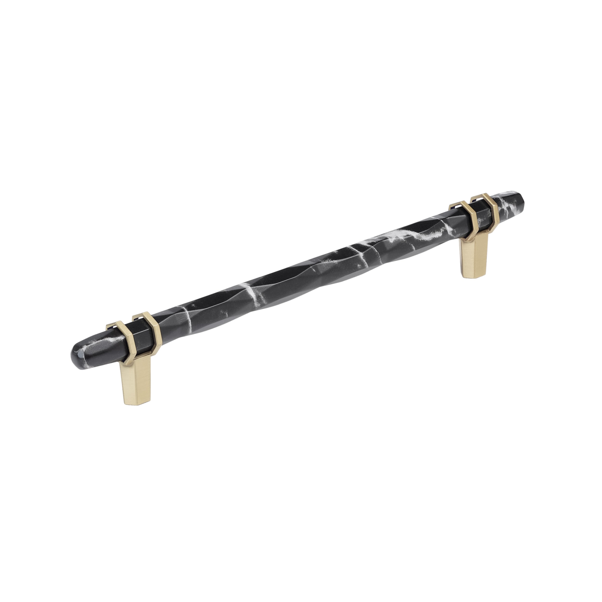 Amerock BP36663MBKBBZ Carrione 8-in , 203mm Center to Center Marble Black/Golden Champagne Cylindrical Bar