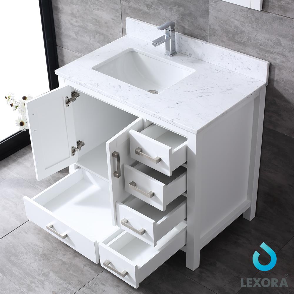 Lexora Jacques 36-in White Undermount Single Sink Bathroom Vanity with ...