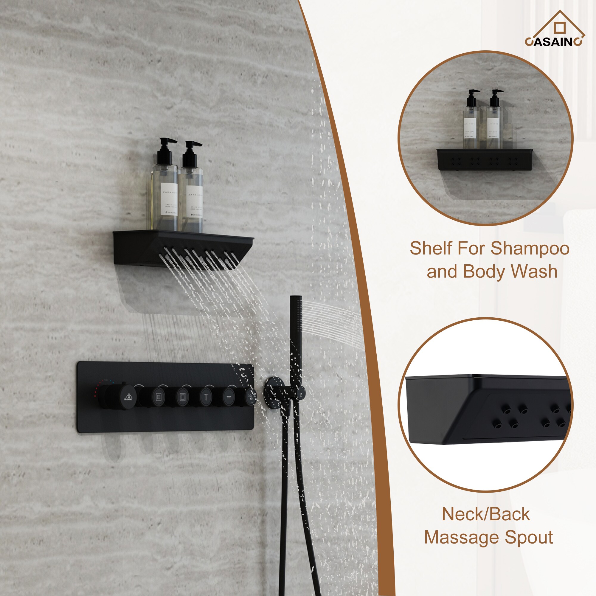 CASAINC KCHS0027-MB Showerhead-Bar-Panels - View #5