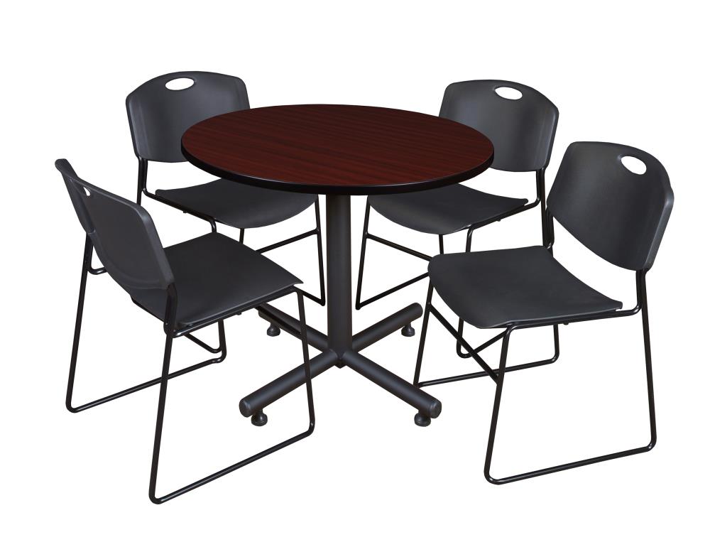 Regency TKB42RNDMH44BK Breakroom Brown 4-Person Training Table (42-in W x 29-in H)