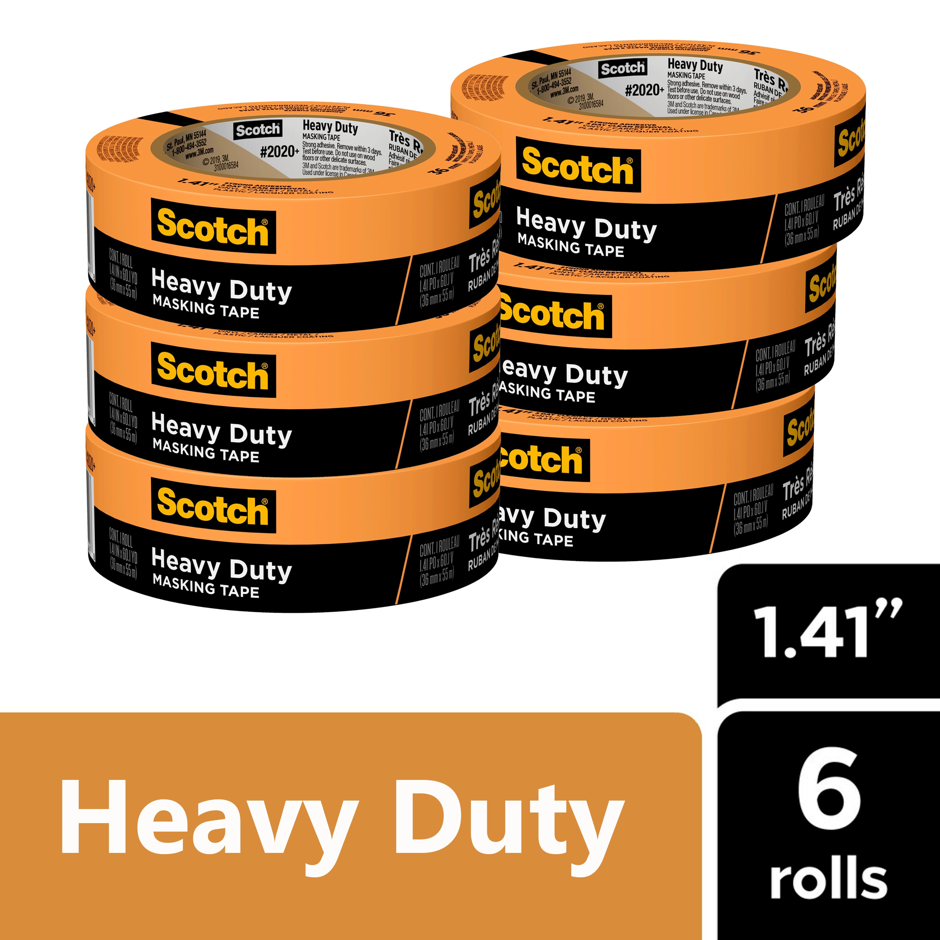 Scotch Heavy Duty 6-Pack 1.41-in x 60.1 Yard(s) Masking Tape