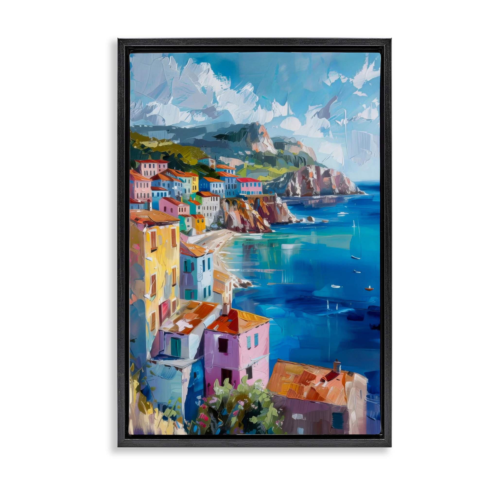 Stupell Industries BT-725-FFB-20X30 View Over Coastal Town Floating Frame design by LSR Design Studio