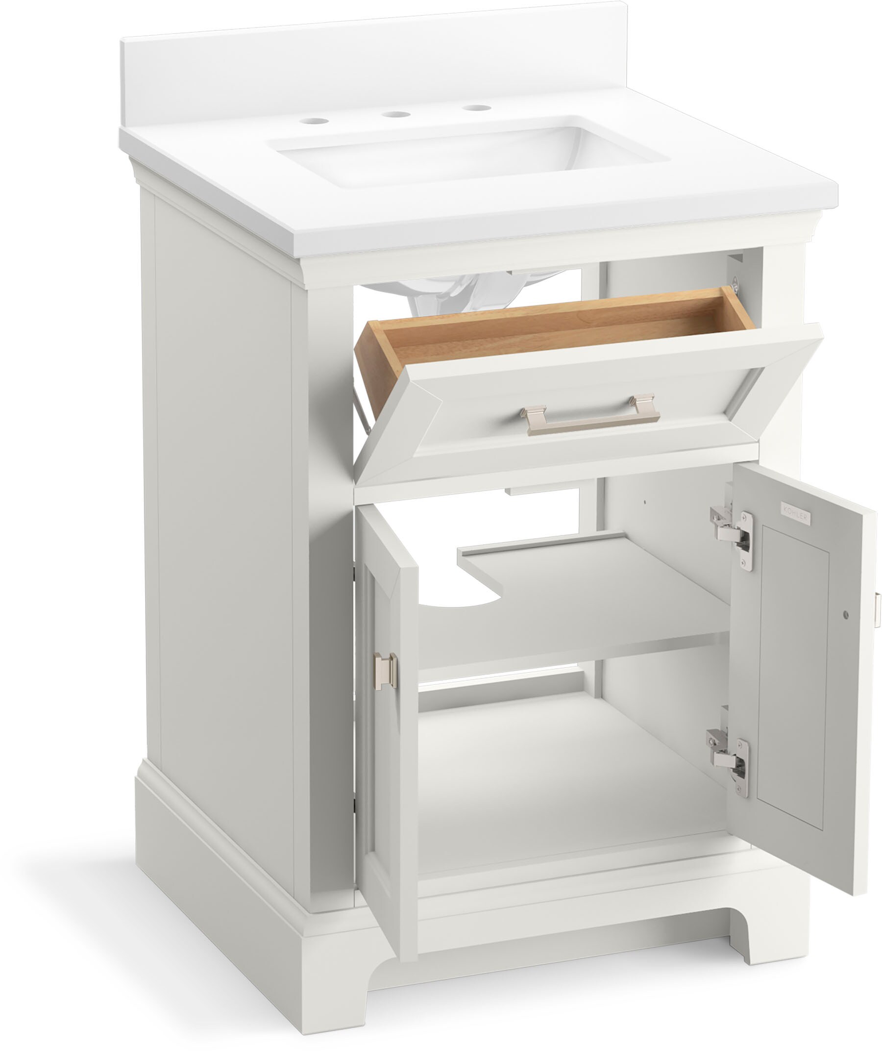 Charlemont 24" White Bathroom Vanity Cabinet with Quartz Top