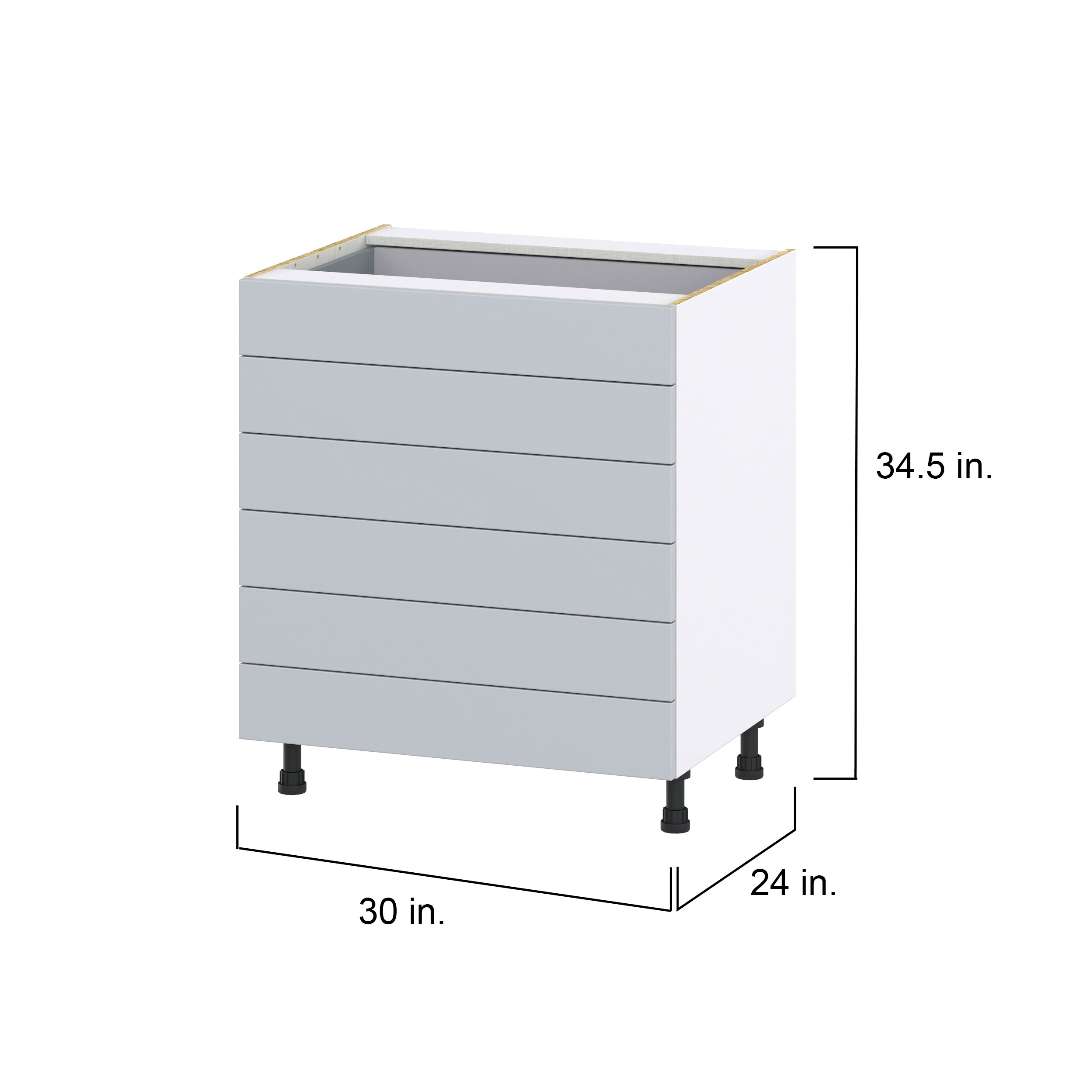 Hugo&Borg Charlesberg 30-in W x 34.5-in H x 24-in D Gray 6-Drawer Base Fully Assembled Cabinet