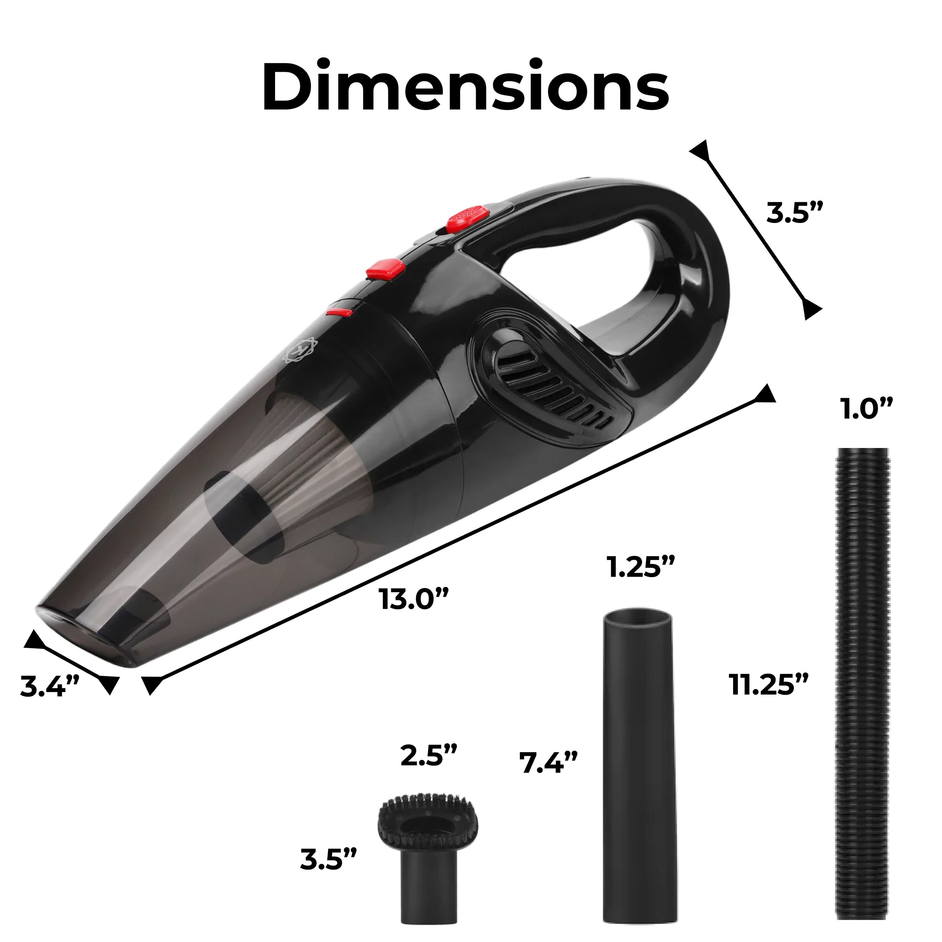 Black Cordless Handheld Vacuum with Washable HEPA Filter