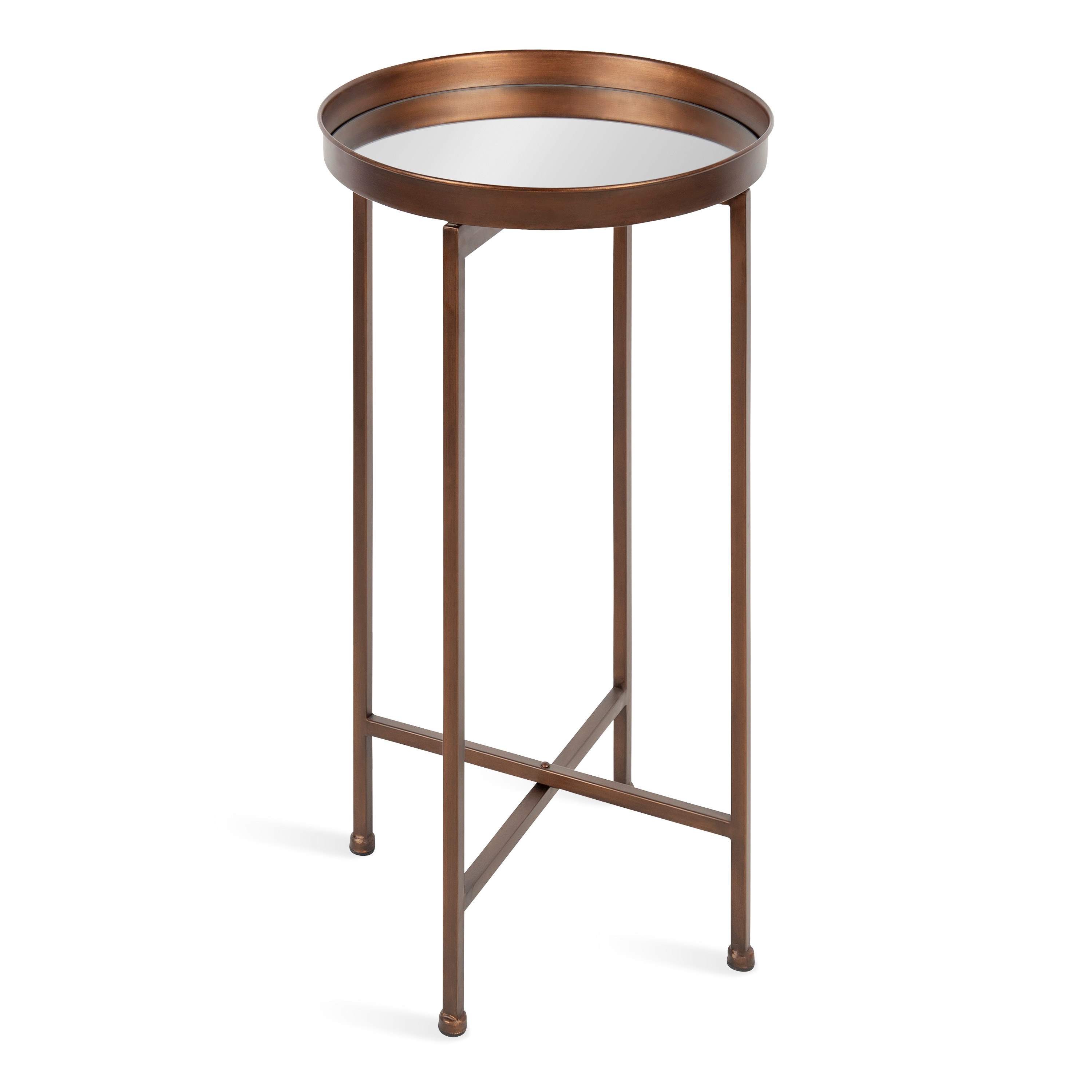 Kate and Laurel 217215 Celia 14-Inches W x 25.75-Inches H Bronze Mirror Round Casual End Table