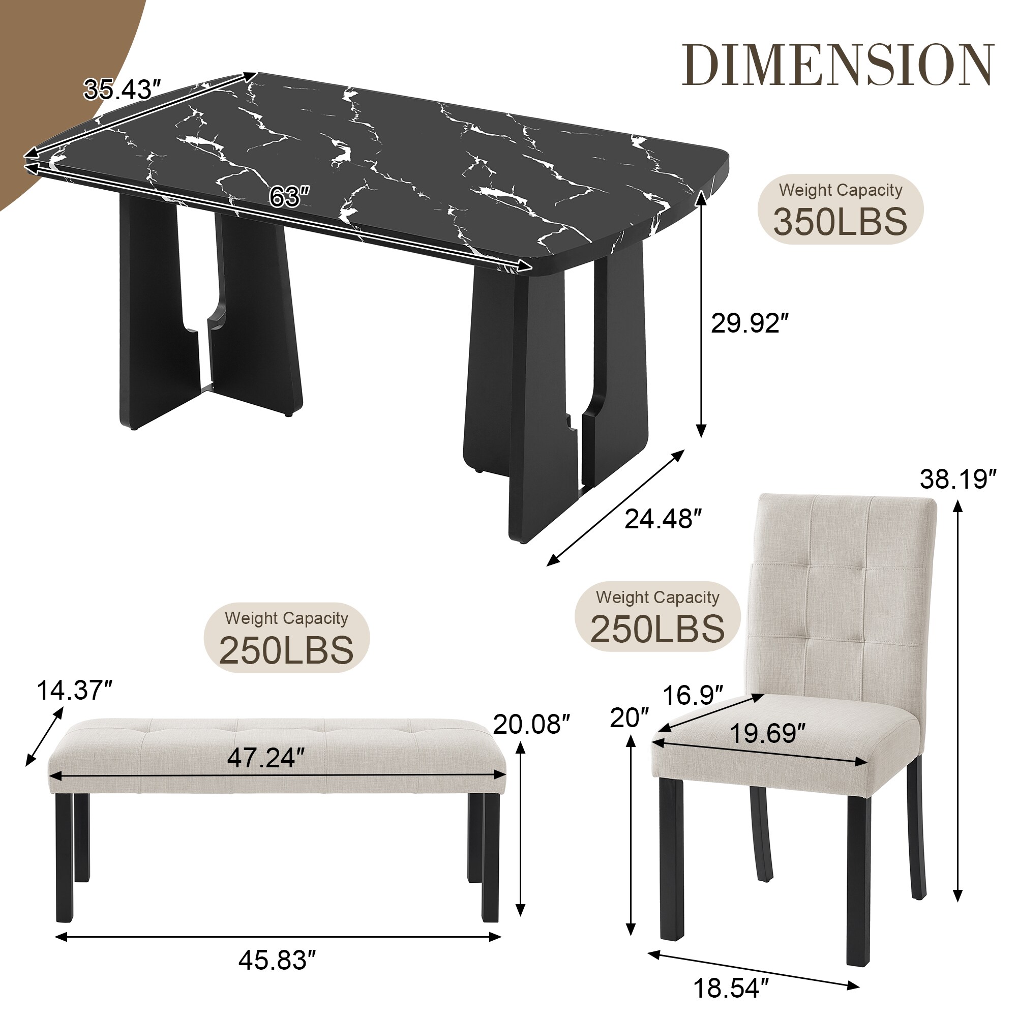 Clihome CL-ST1-BK703BG Dining-Sets - View #13