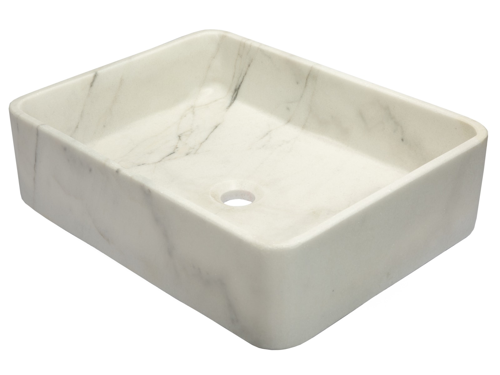 Guanxi White Marble Rectangular Vessel Bathroom Sink