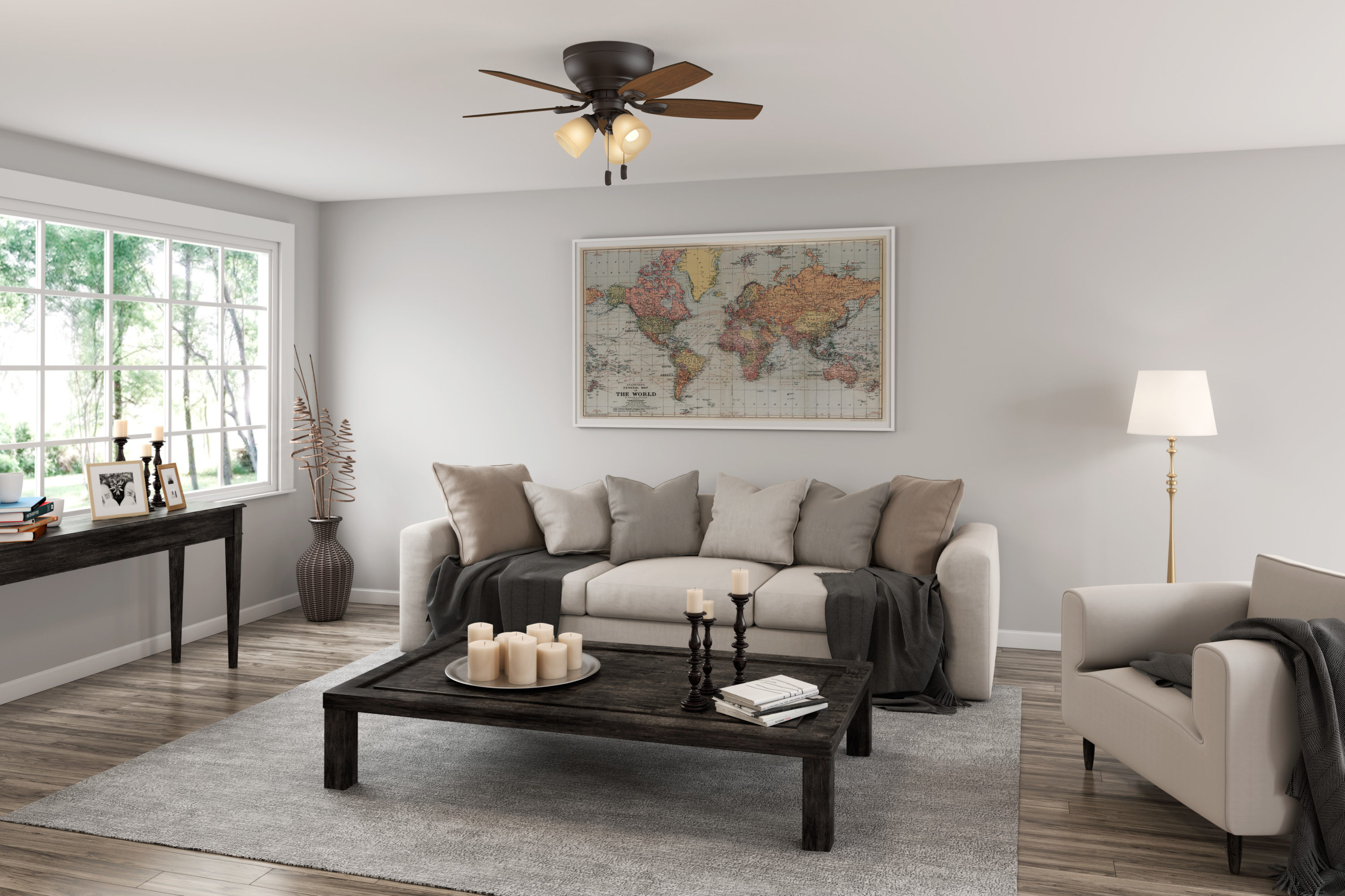 Maiden Bronze 44" Low Profile Ceiling Fan with Lighting